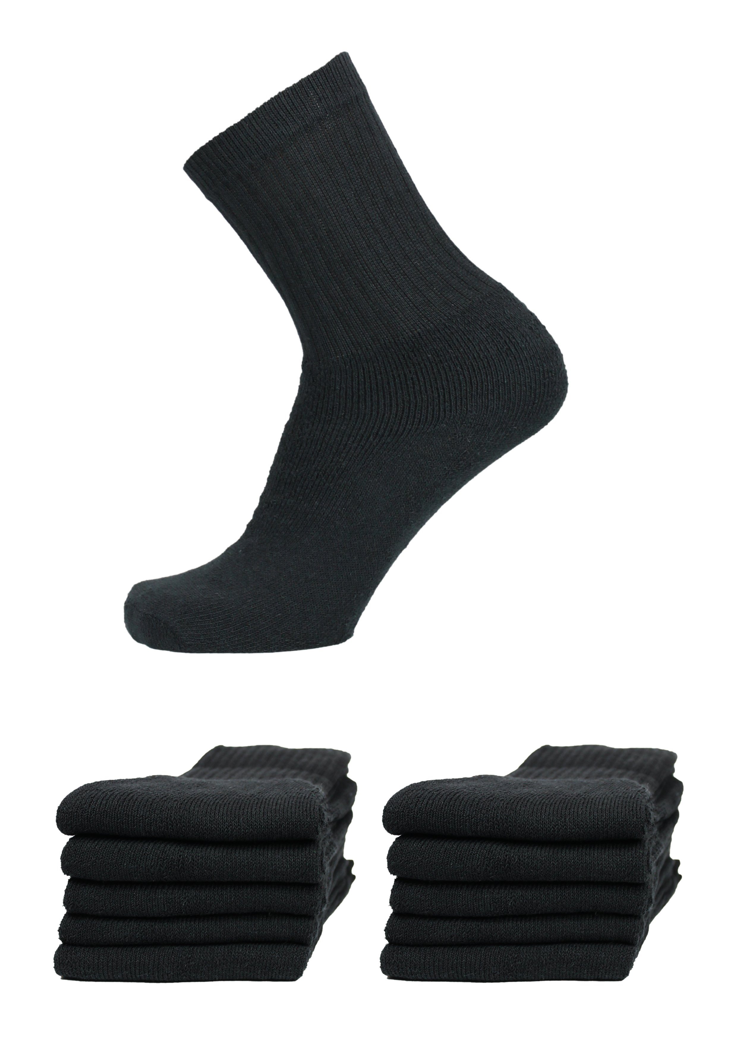 Rogo Socken Arbeitssocken Tennis (10-Paar) in schlichtem Design schwarz