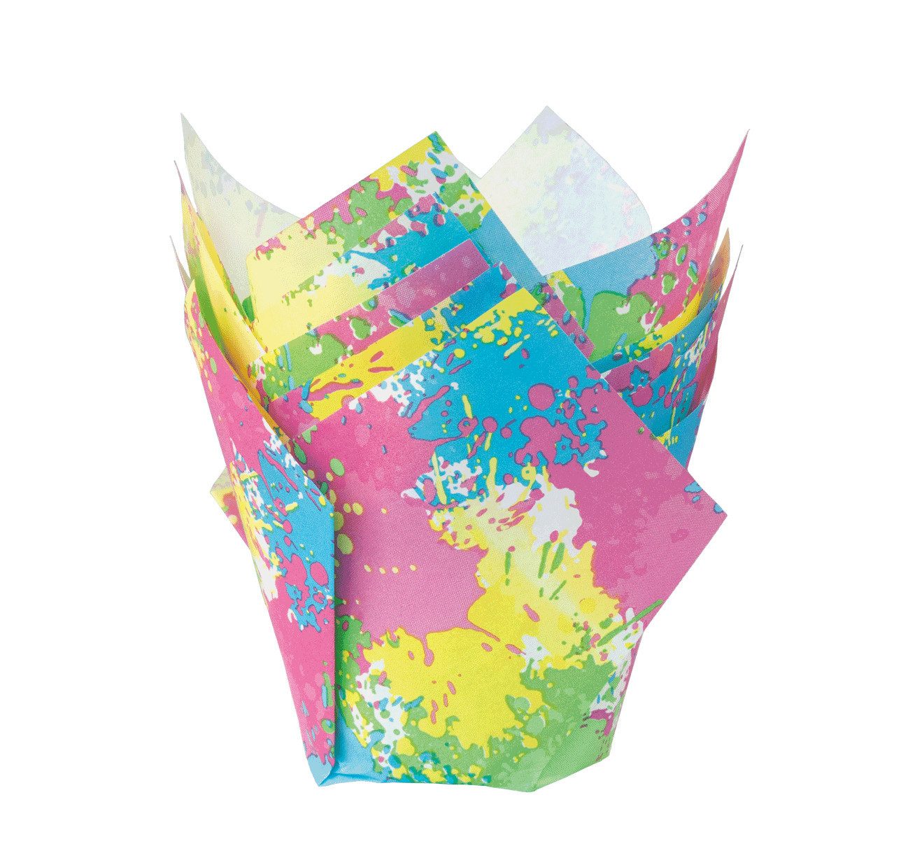 Demmler Muffinform Tulip-Wraps - 24 Stück - mit bunten Farbklecksen - ∅ 5cm, für ein stilvolles und farbenfrohes Backerlebnis - Made in Germany