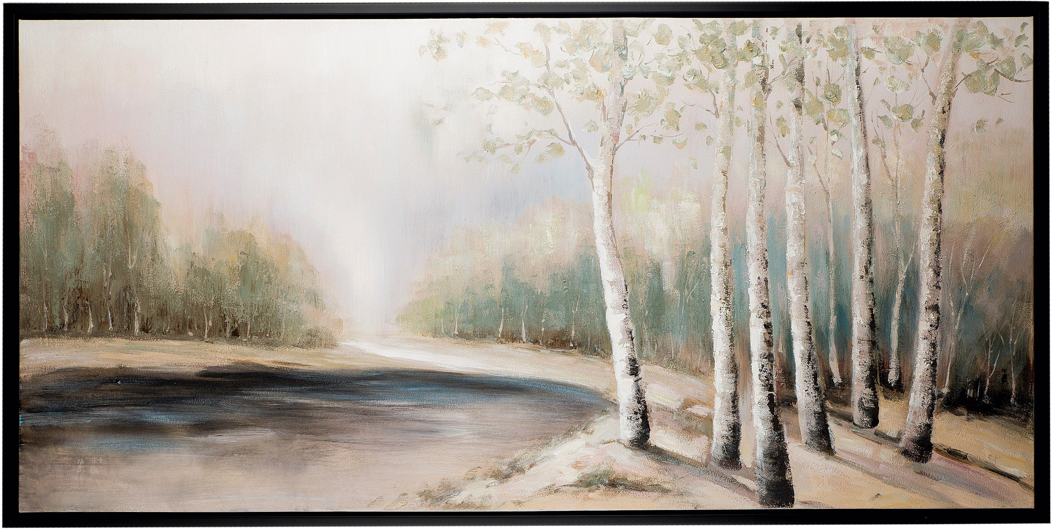 (1 GILDE Gemälde Birken Fluss, St) am Leinwandbild
