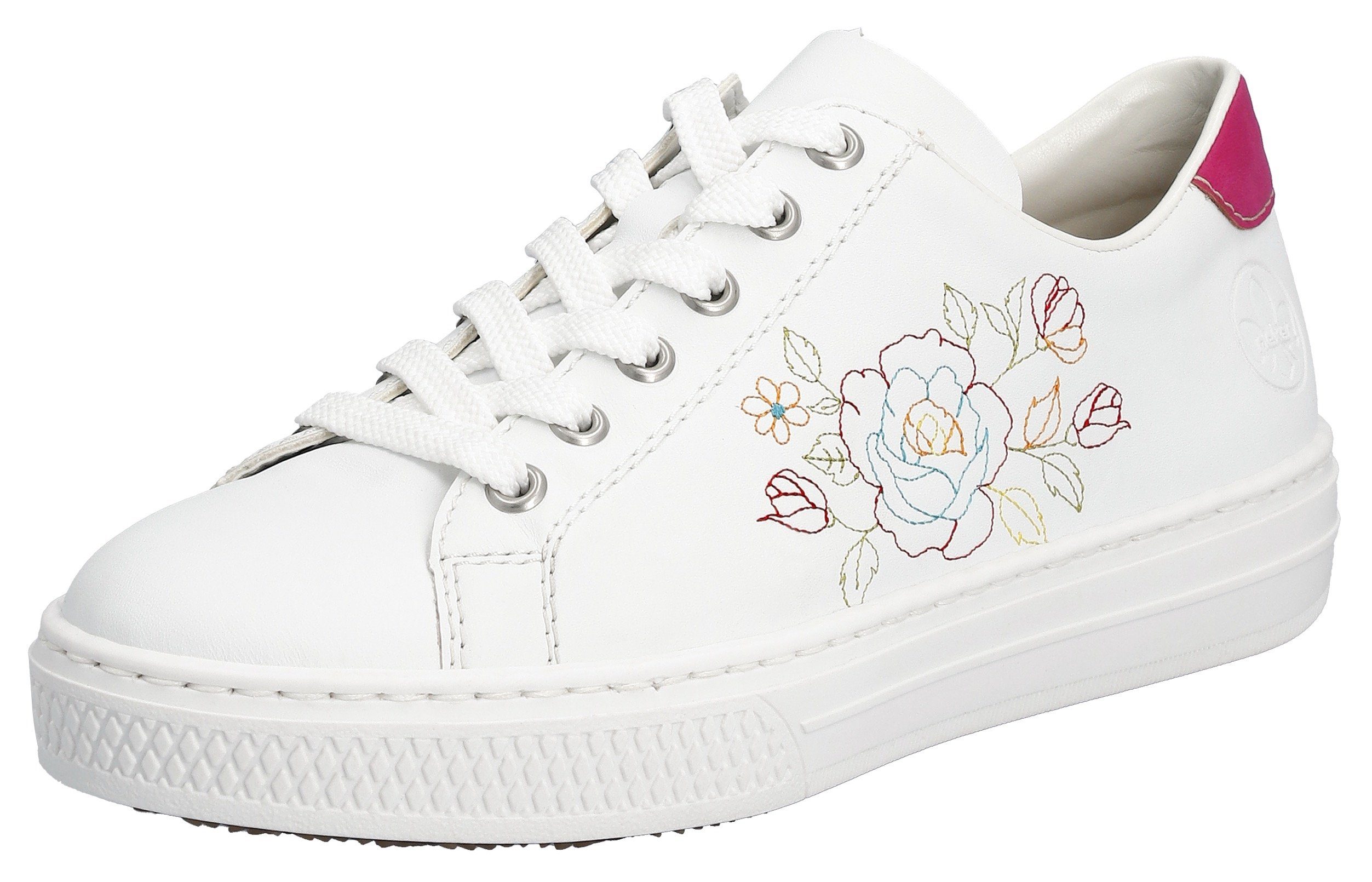 Rieker Sneaker mit seitlicher Blumenstickerei, Freizeitschuh, Halbschuh, Sc günstig online kaufen
