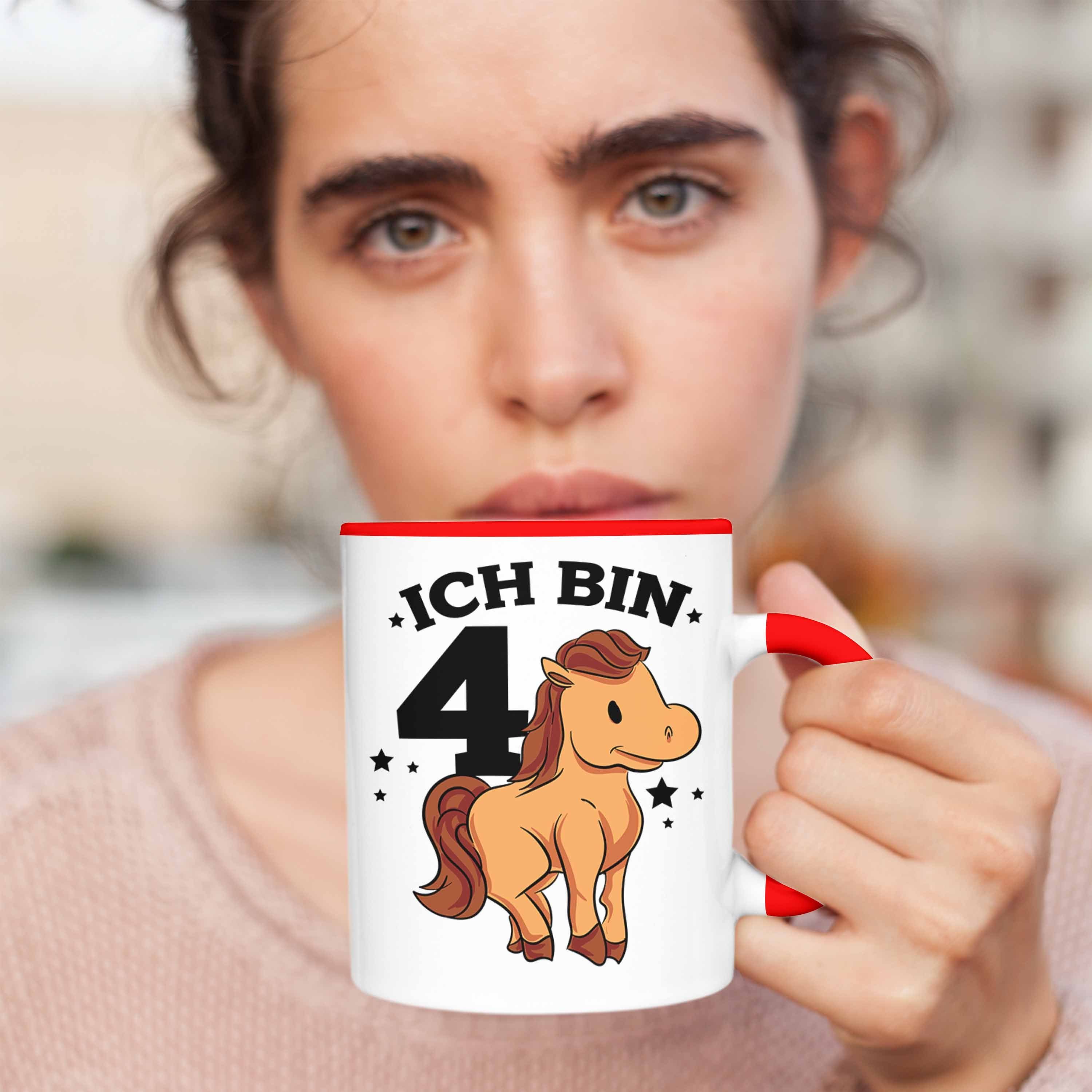 Pferde-Motiv Rot Pferdefans Tasse Lustige Trendation Reiter für Tasse Geburtstag 4. Mädchen