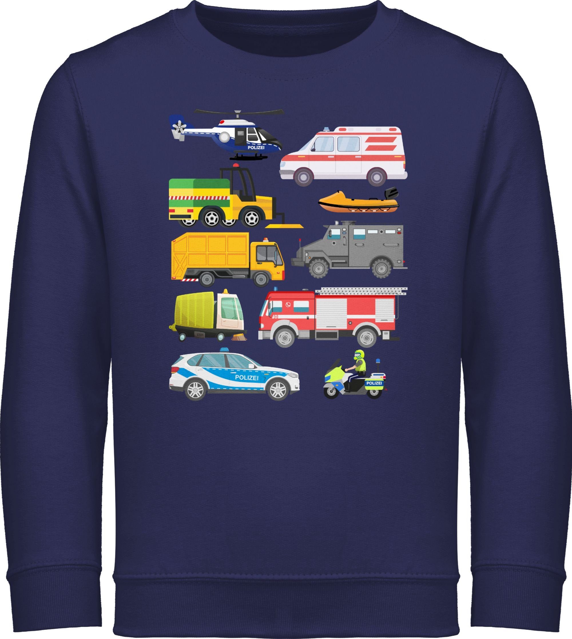 Shirtracer Sweatshirt Fahrzeuge mit Sirene Kinder Fahrzeuge 1 Navy Blau