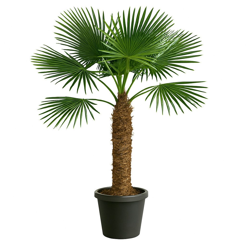 Palms-Store Baum Palme Trachycarpus Fortunei, Chinesische Hanfpalme, Winterhärte bis –19 °C, Faserbedeckter Stamm
