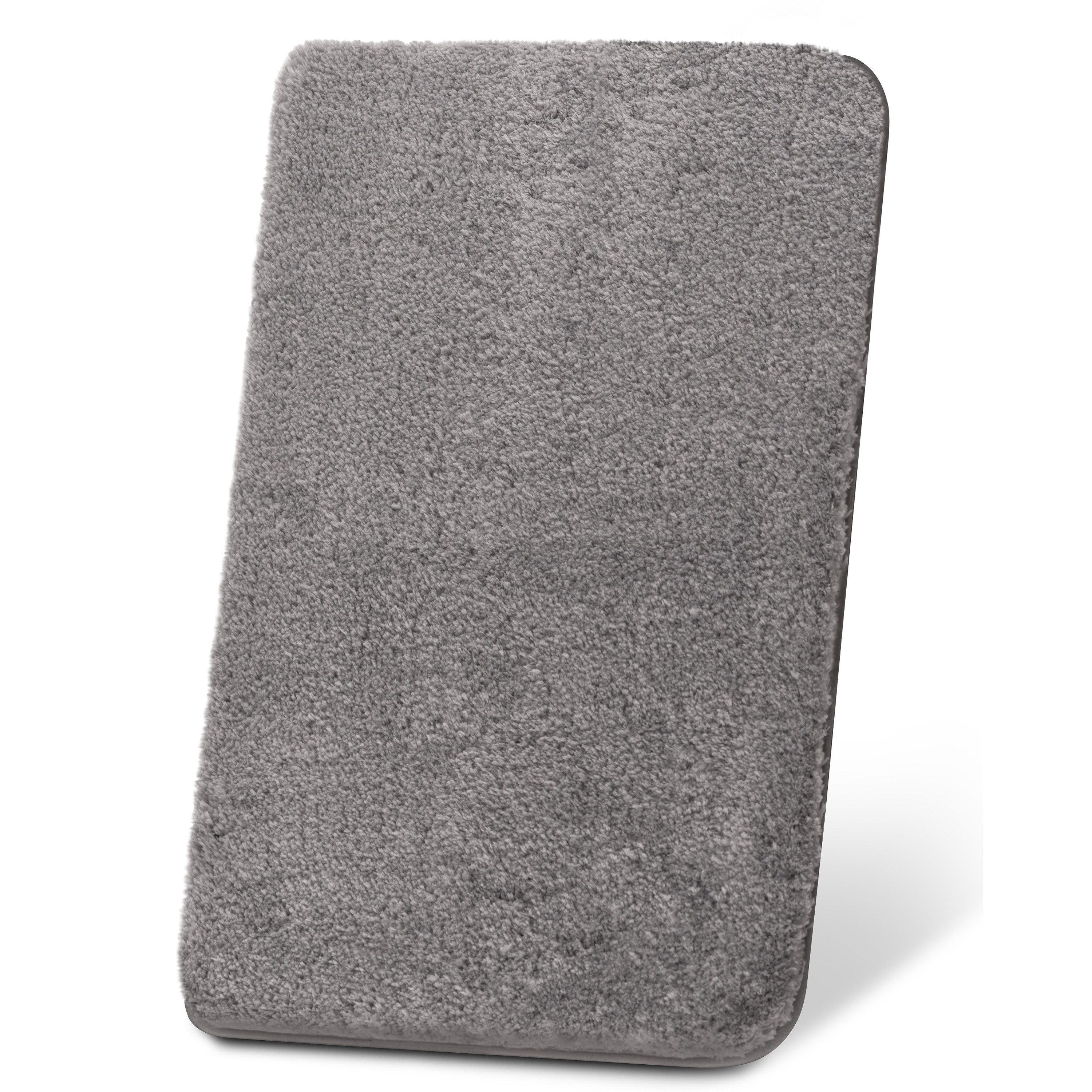 Beautissu Badematte Badematte rutschfest BeauMare FL, 100x60cm, Grau, Höhe 30 mm, Polyester, 100x60 cm Duschvorleger Hochflor Badteppich rutschfest Waschbar Shaggy