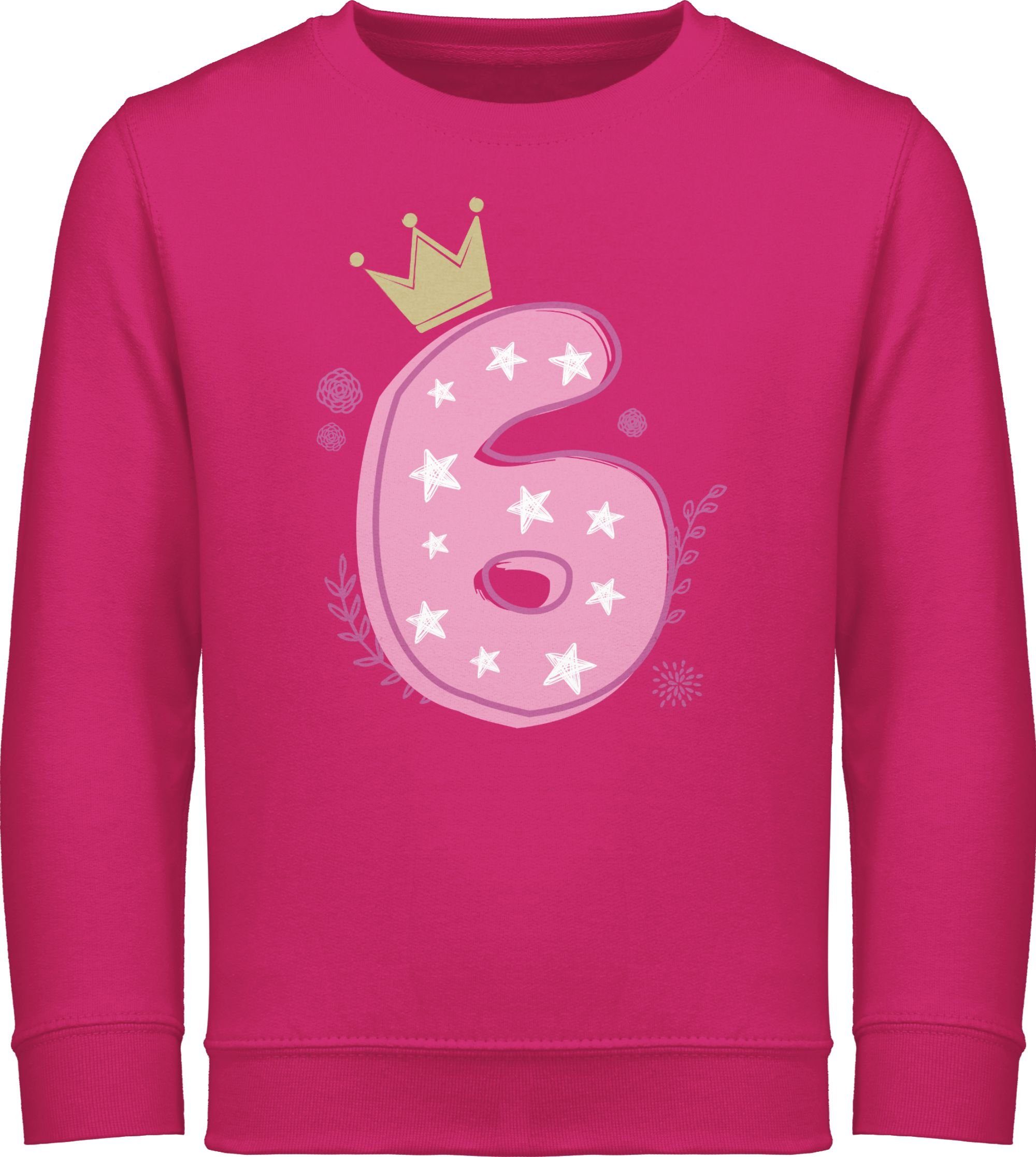 Shirtracer Sweatshirt Sechster Mädchen Krone Sterne 6. Geburtstag