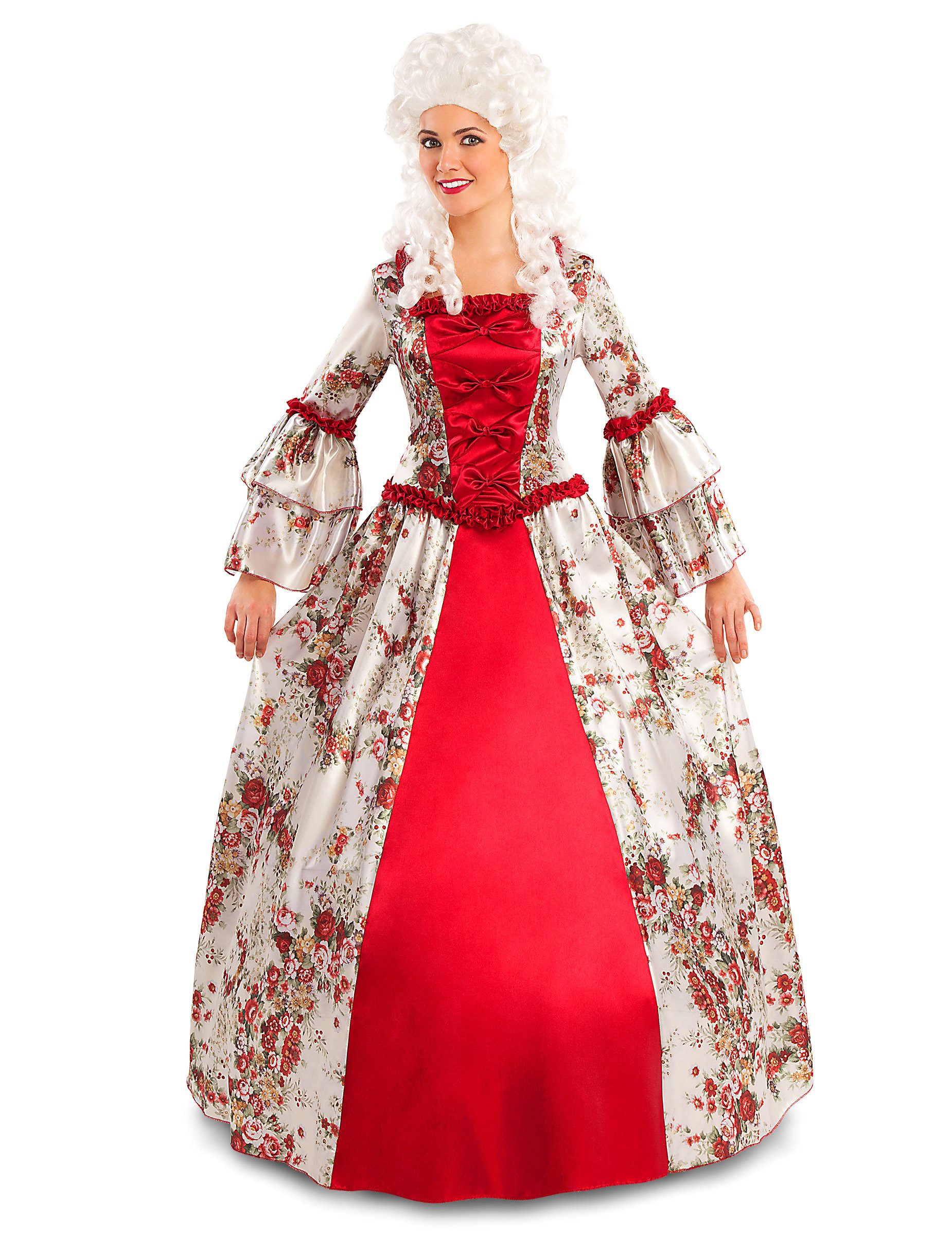 Viving Costumes Kostüm Damenkostüm Barock Mittelalter edle Prinzessin Blume Rot