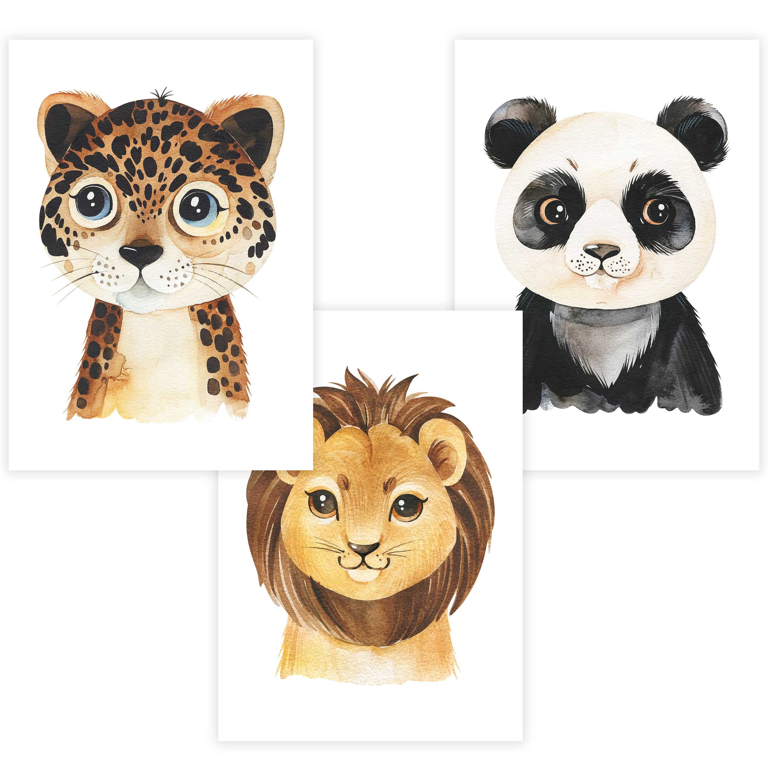 Poster Kinderzimmer Poster 3er Set Premium P777 / Safaritiere Portraits
