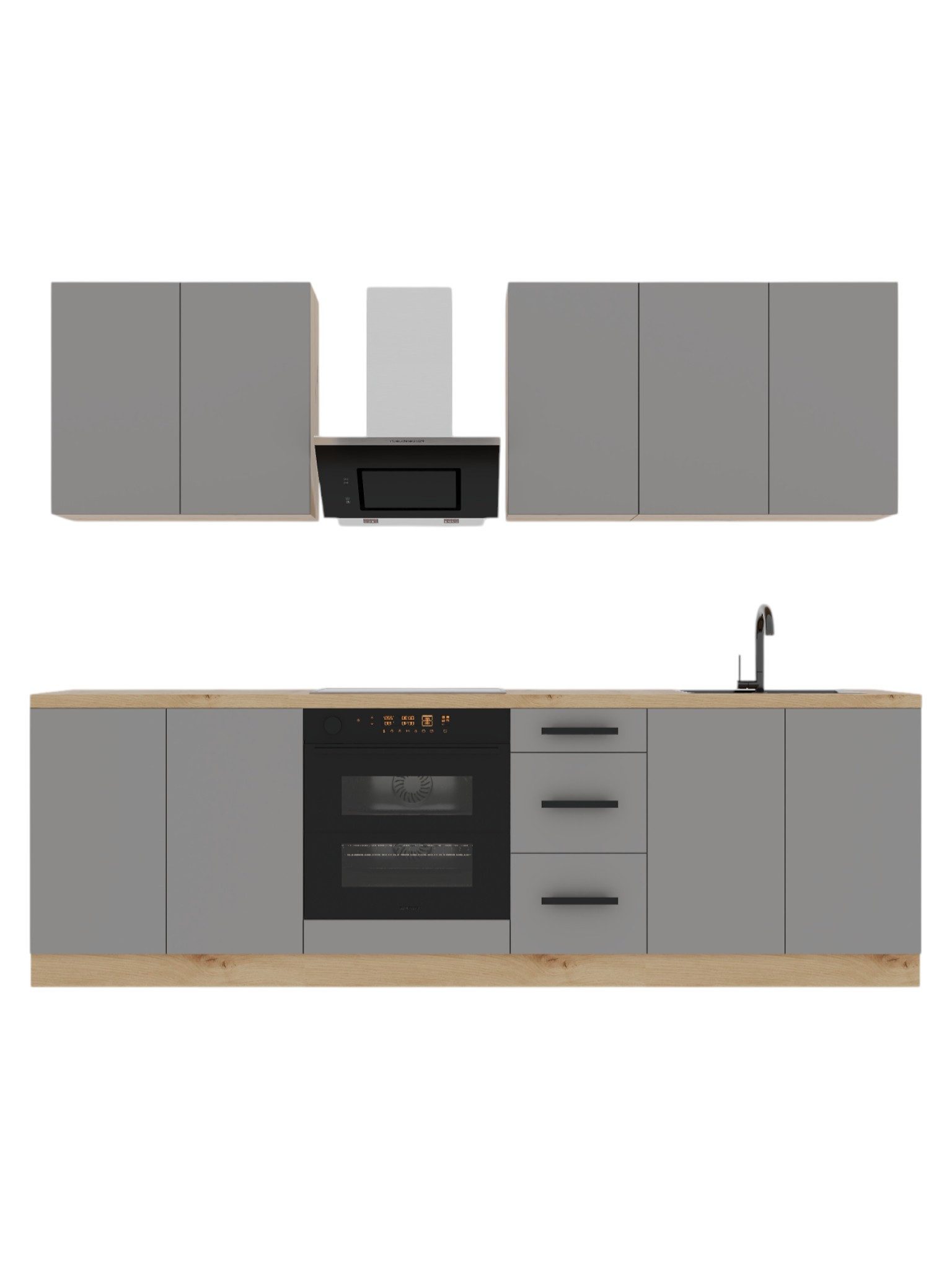 ROYAL24_MARKT Küchenzeile K97-G260 - Langen - Smart geplant für maximalen Nutzen, (Komplett Set), Zeitlos - Exklusiv - Top Qualität.