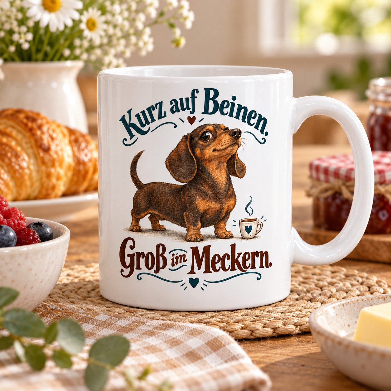 WS-Trend Tasse Dackel Kaffeetasse mit Spruch Keramik 330 ml Geschenkidee fuer Freunde, Keramik – Bild 3 von 4