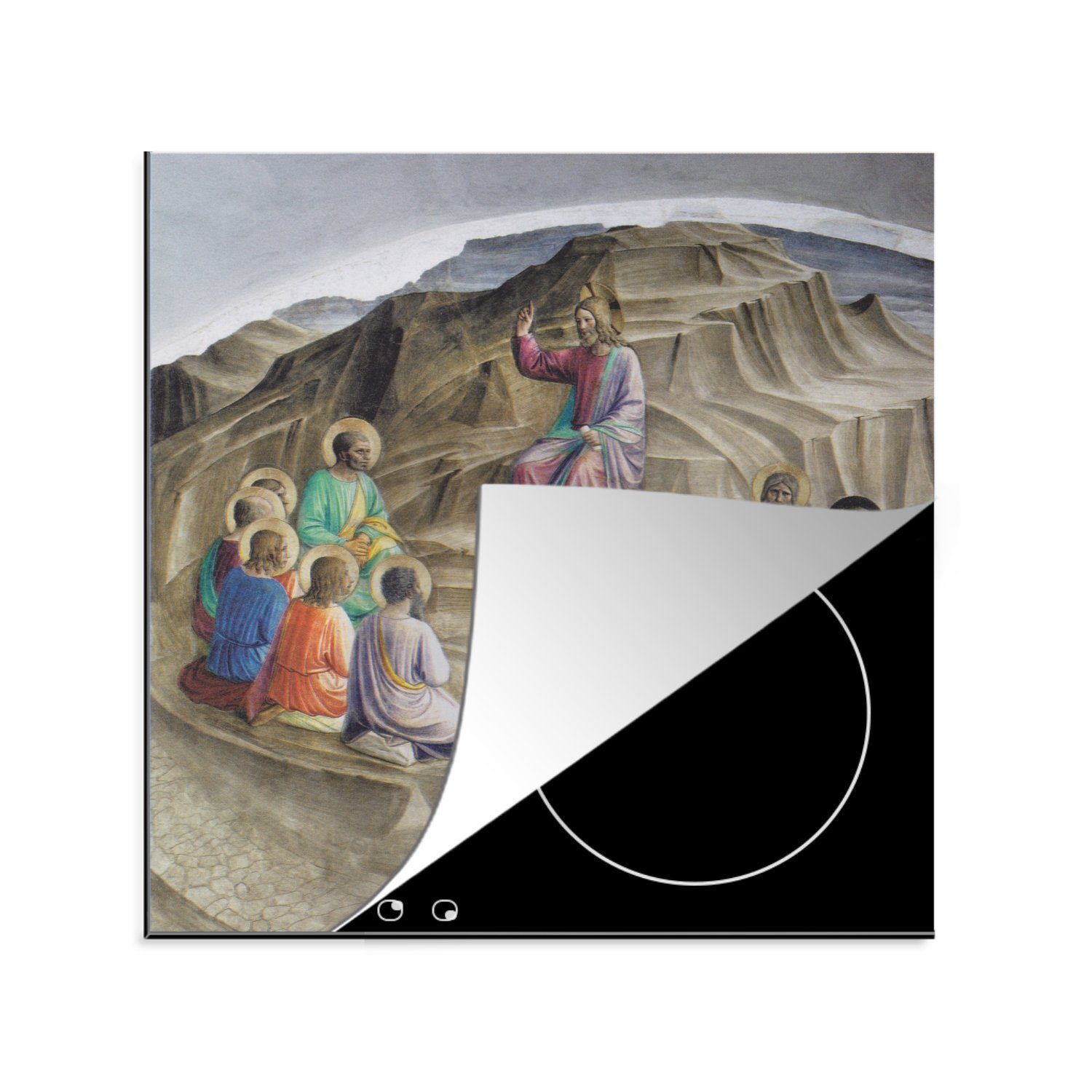 MuchoWow Herdblende-/Abdeckplatte Die Bergpredigt - Gemälde von Fra Angelico, Vinyl, (1 tlg), 78x78 cm, Ceranfeldabdeckung, Arbeitsplatte für küche