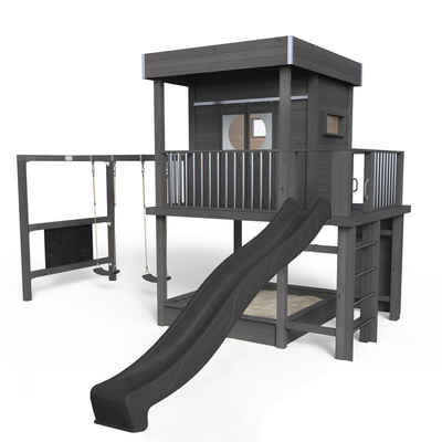 SCHEFFER Outdoor Toys Spielturm Stelzenhaus Karl, Höchste Flexibiliät durch auswechselbare Leiter, Kletterwand und Rutsche