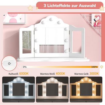 KOMFOTTEU Schminktisch (Set, 2-St), mit Spiegel, Hocker & LED-Lichter