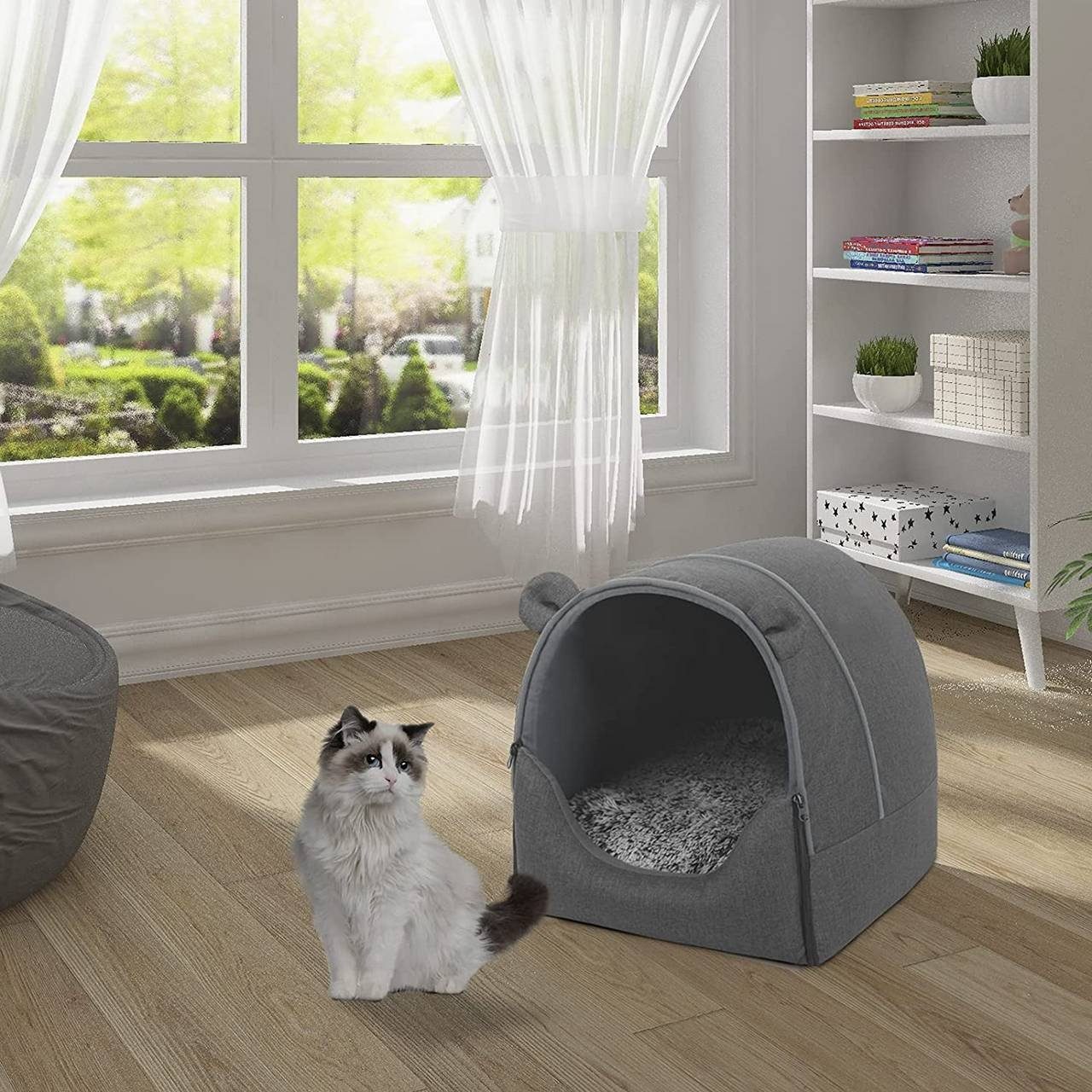 EUGAD Tierhaus, Hundehaus Hundehöhle Katzenhaus Katzenhöhle Grau