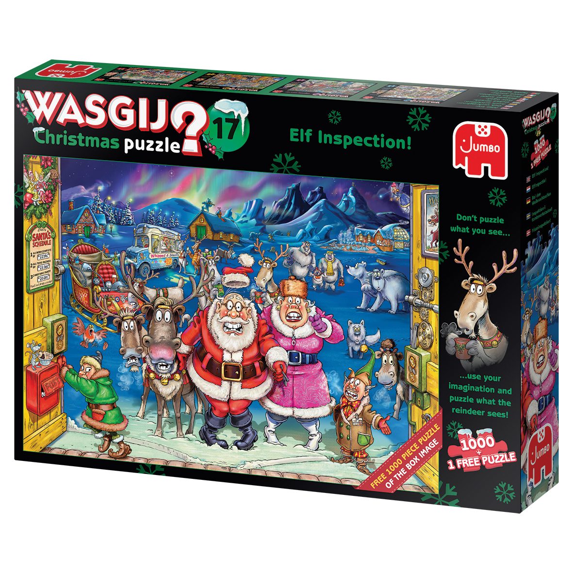 Jumbo Spiele Puzzle Wasgij Christmas 17 - Elf Inspection! - 2x 1000 Teile Puzzle, 1000 Puzzleteile, Made in Europe