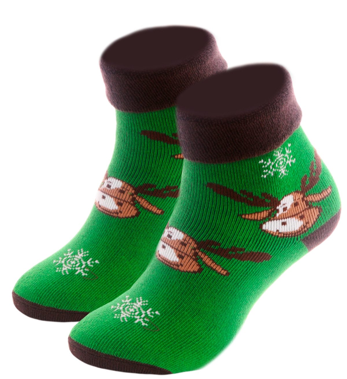 Martinex Thermosocken Socken Weihnachten warme Weihnachtssocken in Rot mit Rentier kuschelig weich, mit Weihnachtsmotiv, 35 36 37 38 39 40 41 42