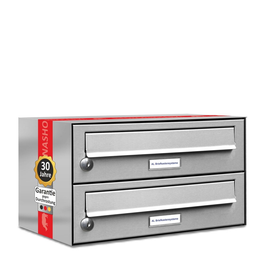Wandbriefkasten 2 Fach Premium Edelstahl Briefkasten Post A4 modern robustwetterfest