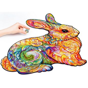 Unidragon Puzzle UNIDRAGON Holzpuzzle Tier – Kostbares Kaninchen, Puzzleteile