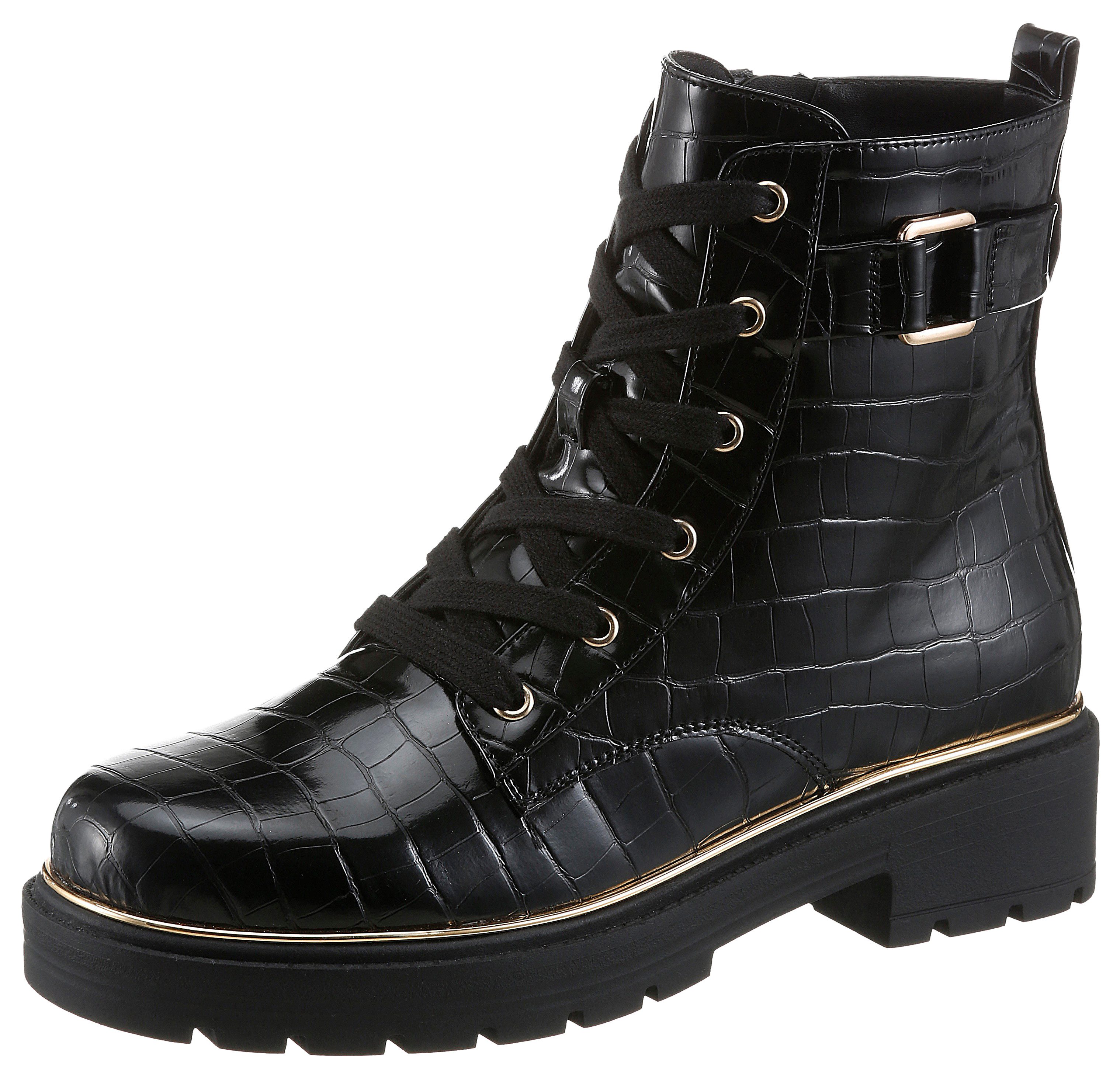 Aniston SHOES Schnürboots Schnürstiefelette, Ankle Boots im Croco-Look - NEUE KOLLEKTION – Bild 3 von 5