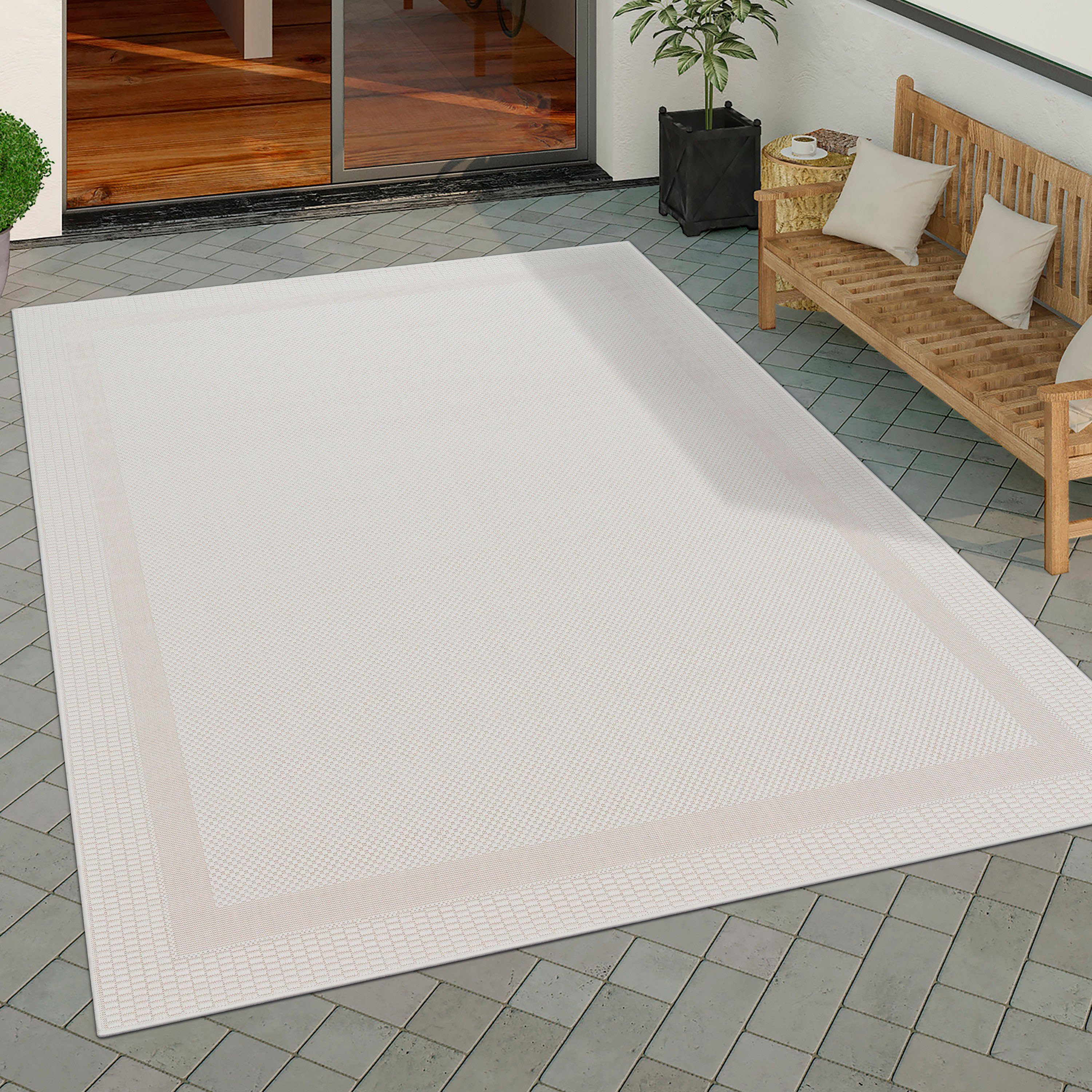 Teppich Roma mit mm, Bordüre, Home, 4 und Paco Flachgewebe, In- rechteckig, Qutdoor geeignet Höhe: meliert, 272, dezenter