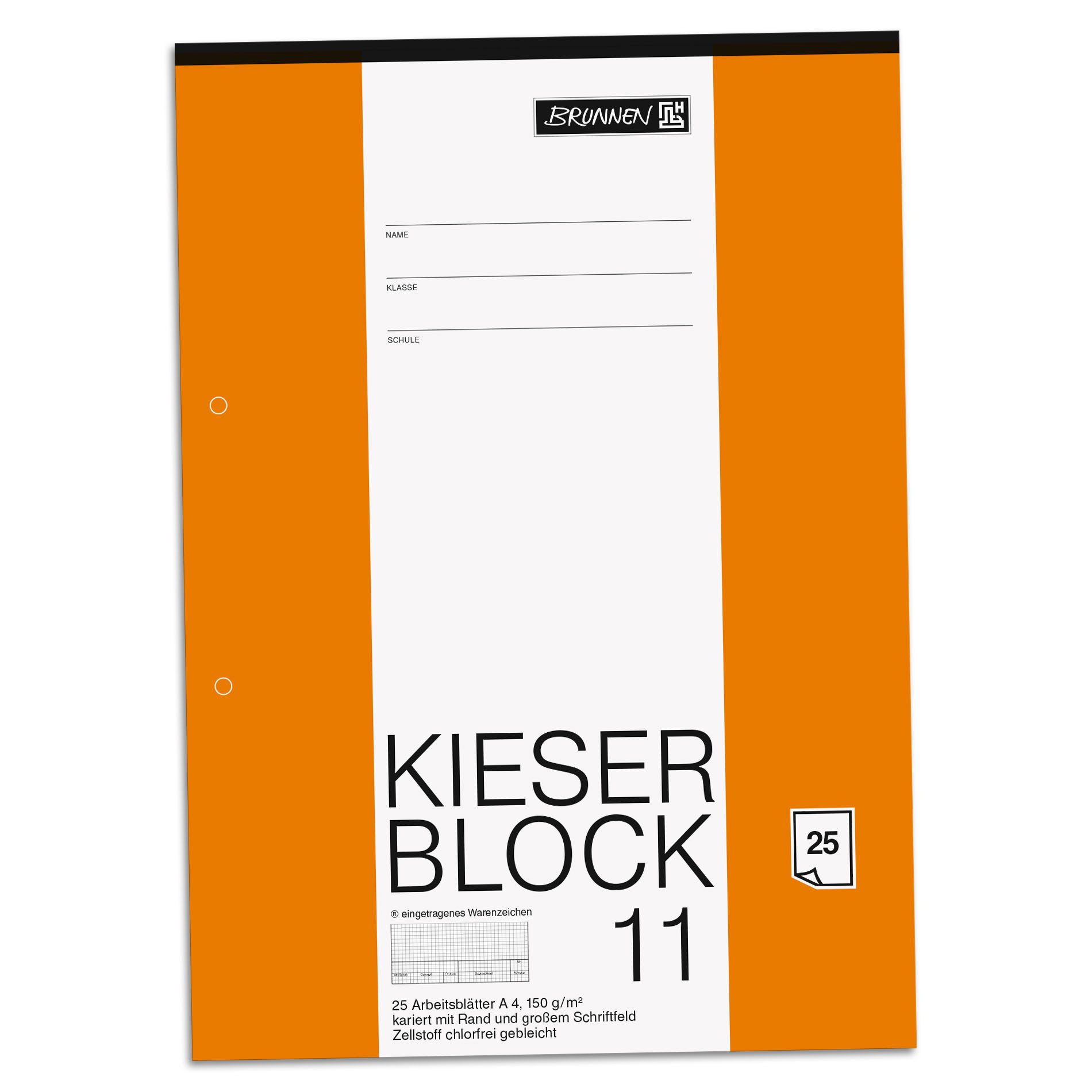BRUNNEN Schulheft BRUNNEN Zeichenblock Kieserblock 11 Lineatur 11 kariert A4 25 Blatt ge