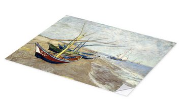 Posterlounge Wandfolie Vincent van Gogh, Fischerboote am Strand von Les Saintes-Marie-de-la-Mer, Wohnzimmer Maritim Malerei
