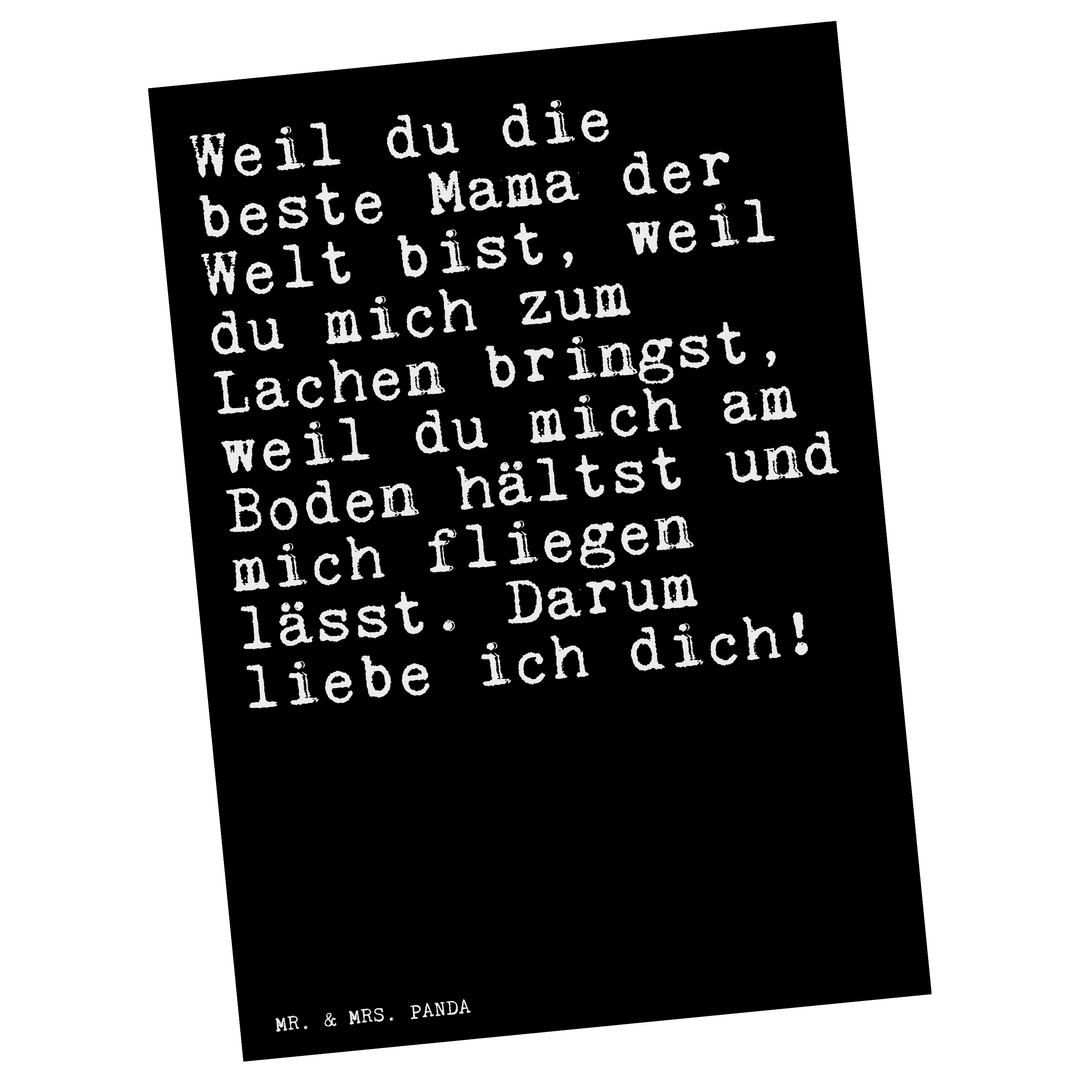 Mr. & Mrs. Panda Postkarte »Weil du die beste... Schwarz Geschenk