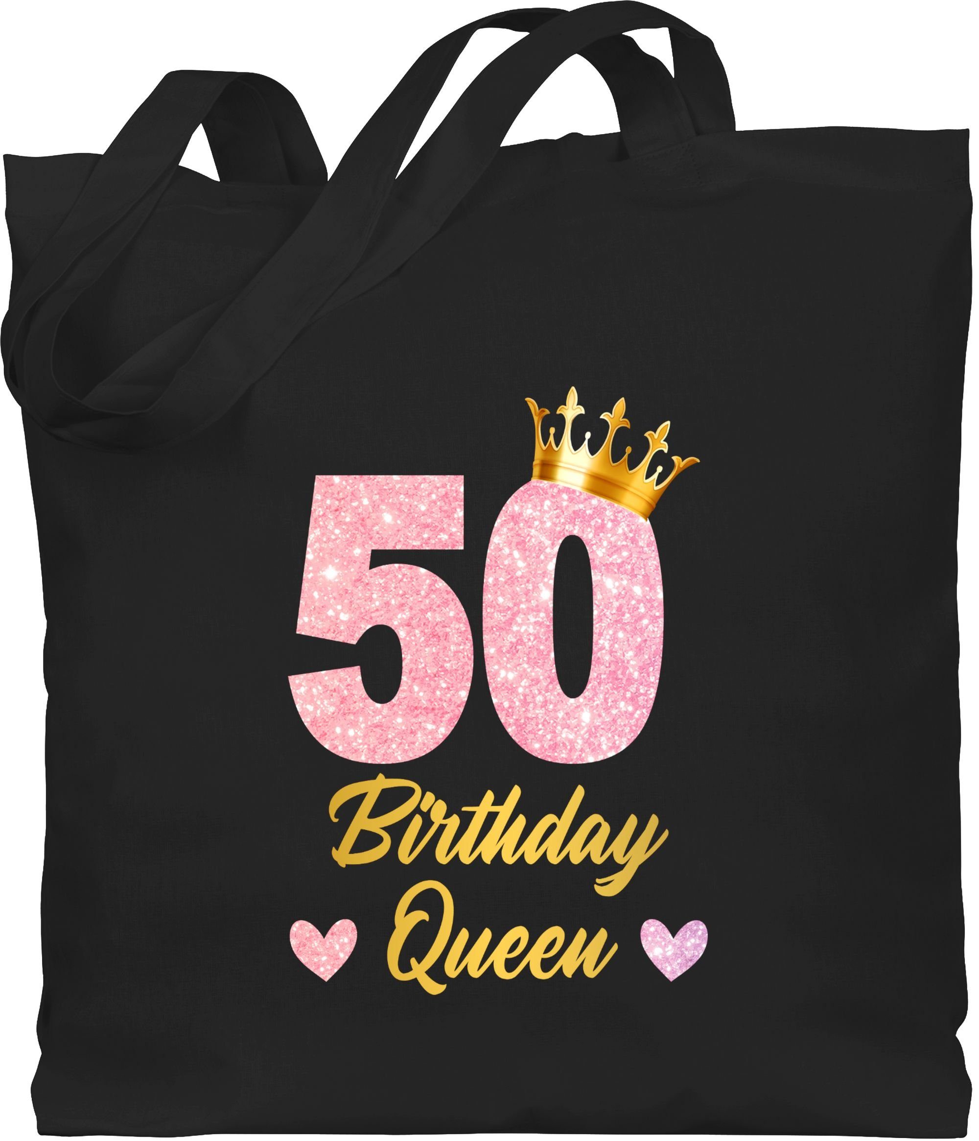 Shirtracer Umhängetasche 50 Birthday Queen Geburtstags Königin Geburtstagsgeschenk 50, 50. Geburtstag 1 Schwarz