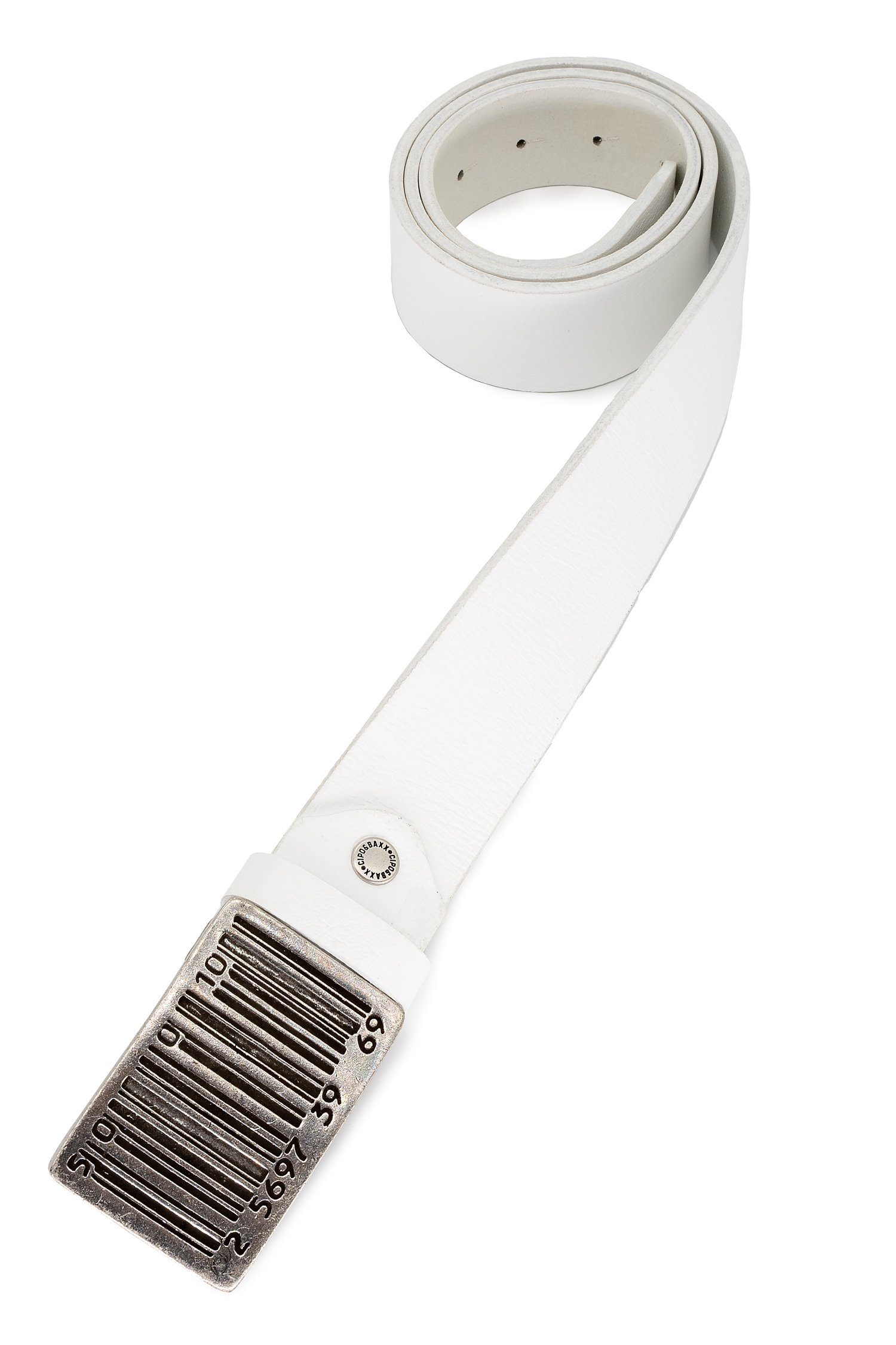 Cipo & Baxx Ledergürtel einzigartiger Weiß Gürtel Schnalle BA-CG201 Herren und mit Patch Metall