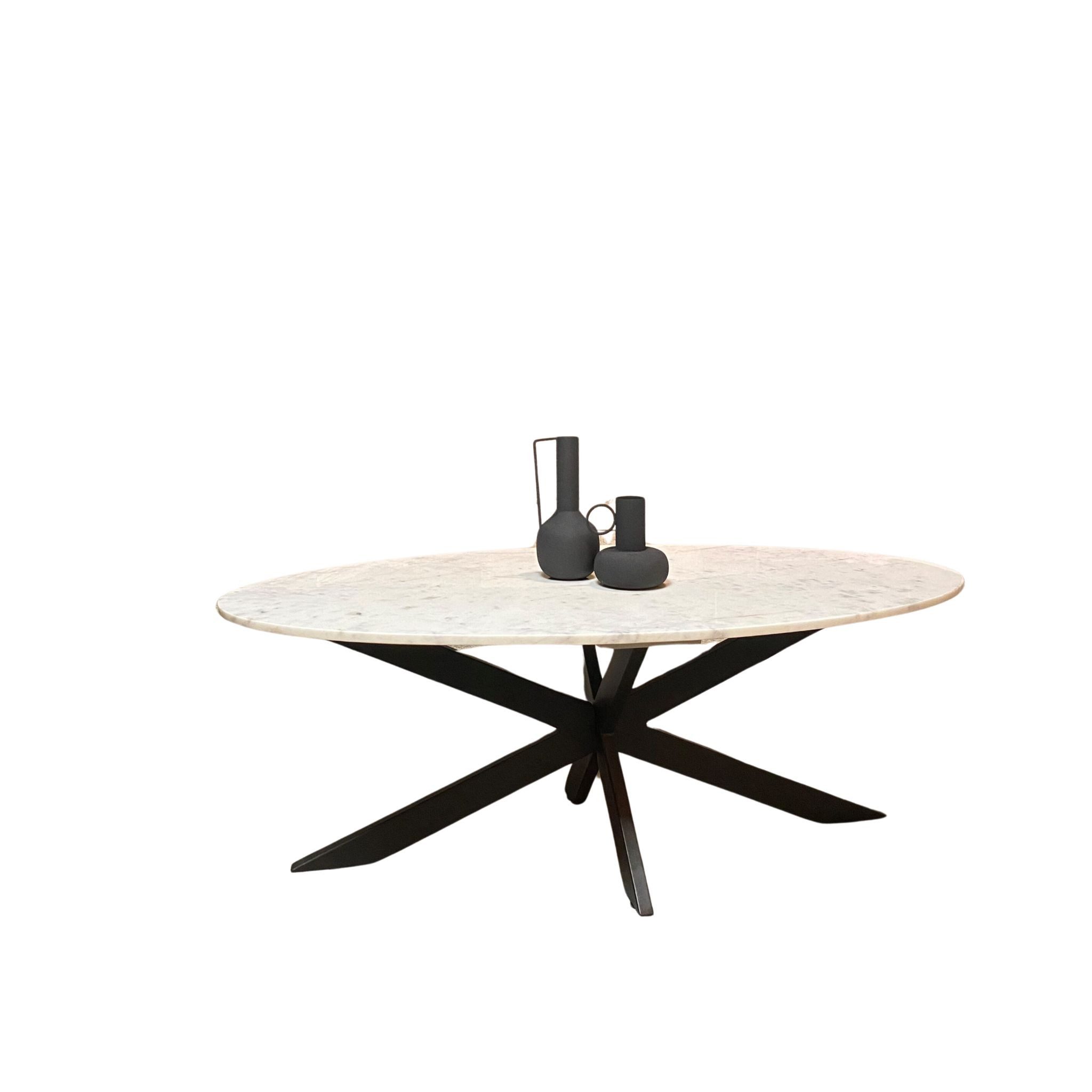 Couchtisch Couchtisch Luna Oval Weißer Marmor