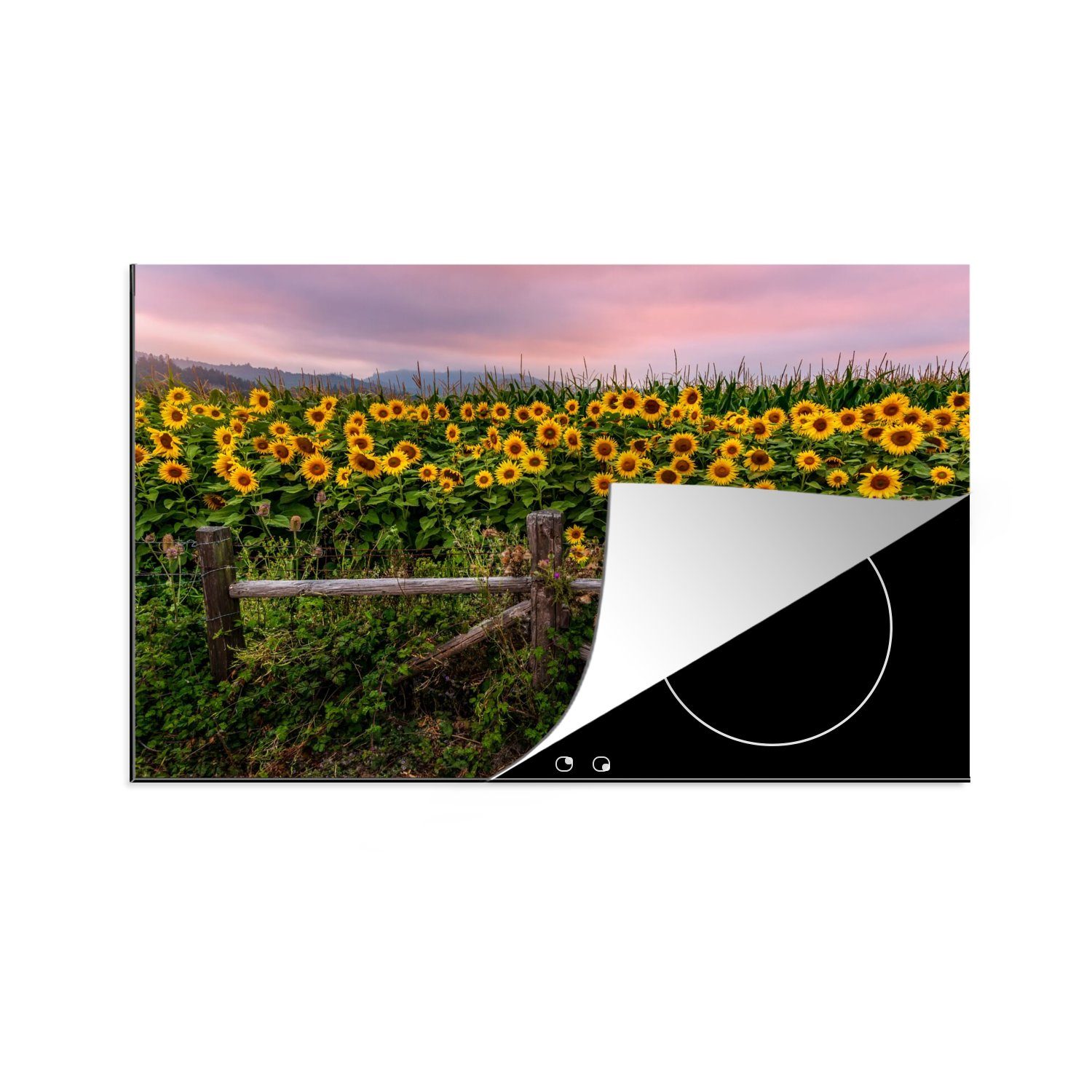 MuchoWow Herdblende-/Abdeckplatte Sonnenblume - Blumen - Pflanzen, Vinyl, (1 tlg), 80x52 cm, Induktionskochfeld Schutz für die küche, Ceranfeldabdeckung