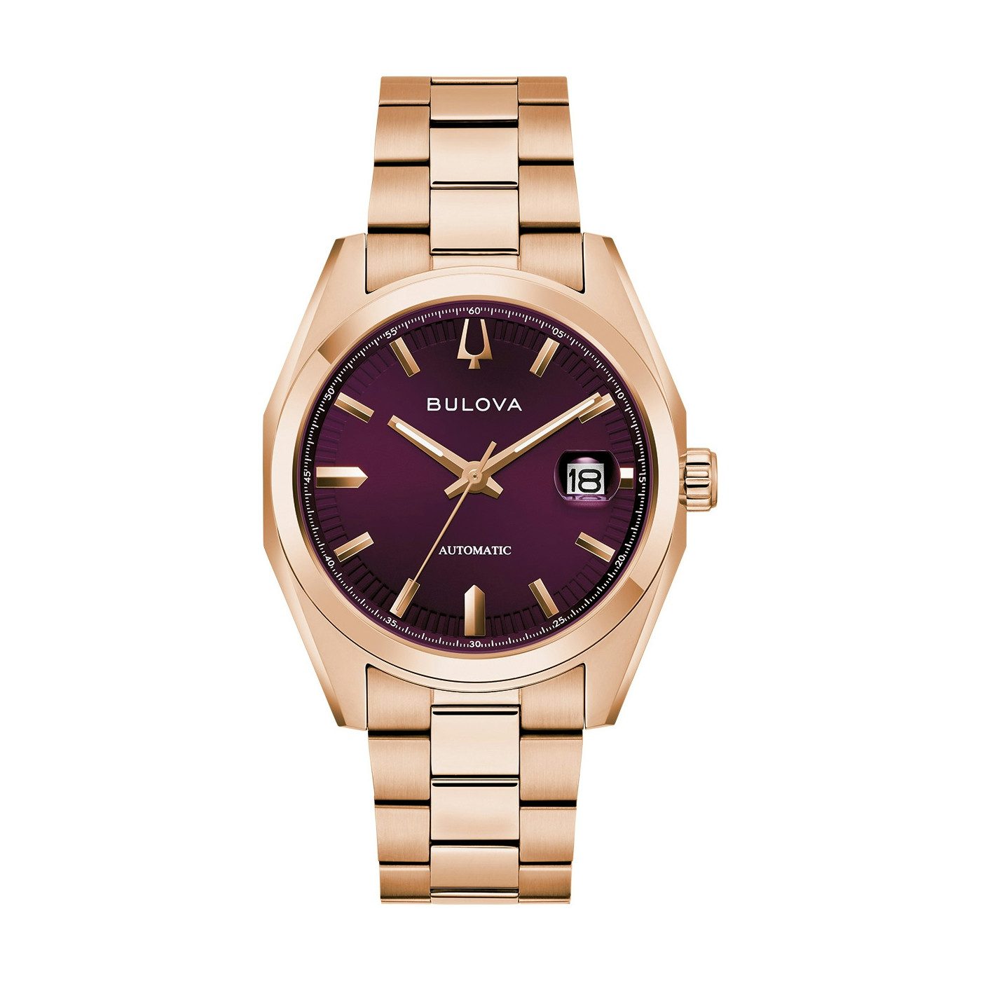 Bulova Automatikuhr Surveyor 97B234, Armbanduhr, Damenuhr, Herrenuhr, Mechanische Uhr, Edelstahlarmband