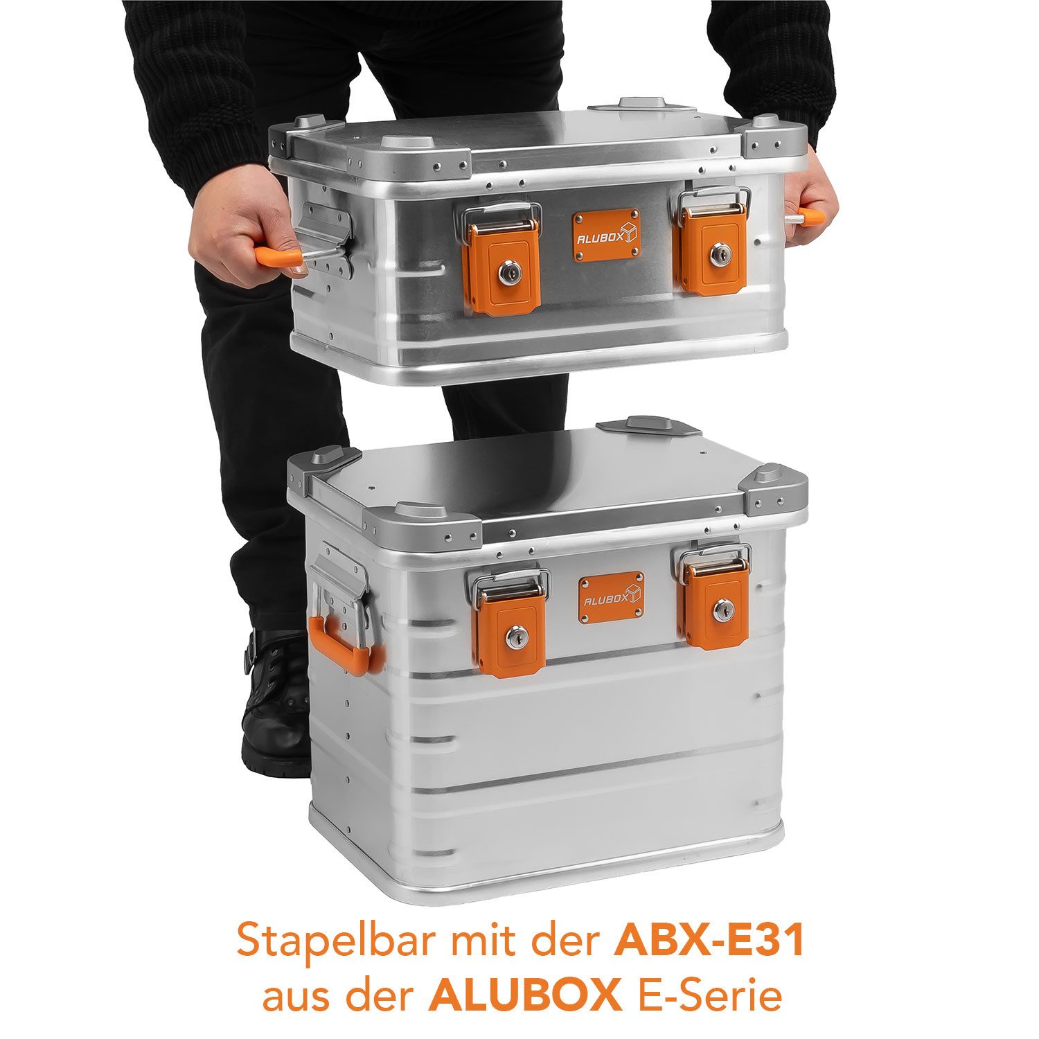 ALUBOX Kiste mit Deckel Metallkiste Spielzeugkiste Alukiste 18 Liter (Abmessungen 42 x 32 x 20 cm), 7 verschiedene Farben - stapelbar & abschließbar