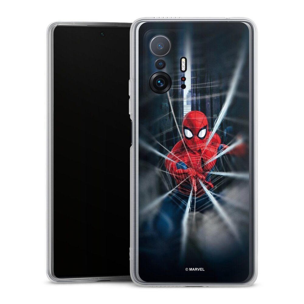 DeinDesign Handyhülle Marvel Kinofilm Spider-Man Webs In Action, Xiaomi 11T Pro 5G Silikon Hülle Bumper Case Handy Schutzhülle