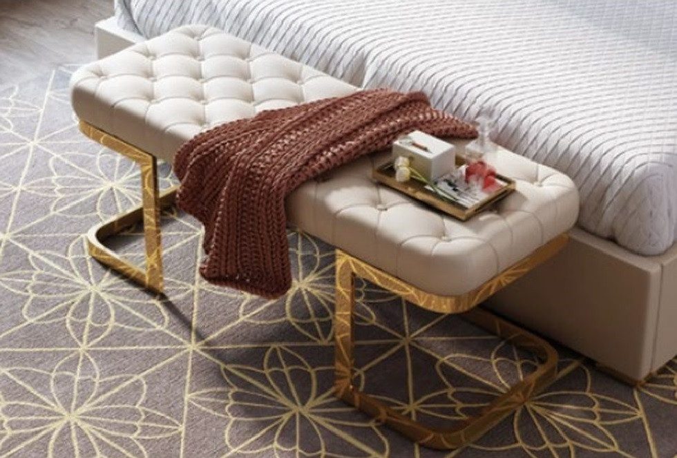 Xlmoebel Bettbank Chesterfield Sitzbank mit Polsterung und Lederbezug, Ottomane für zwei (Hocker), Hergestellt in Europa