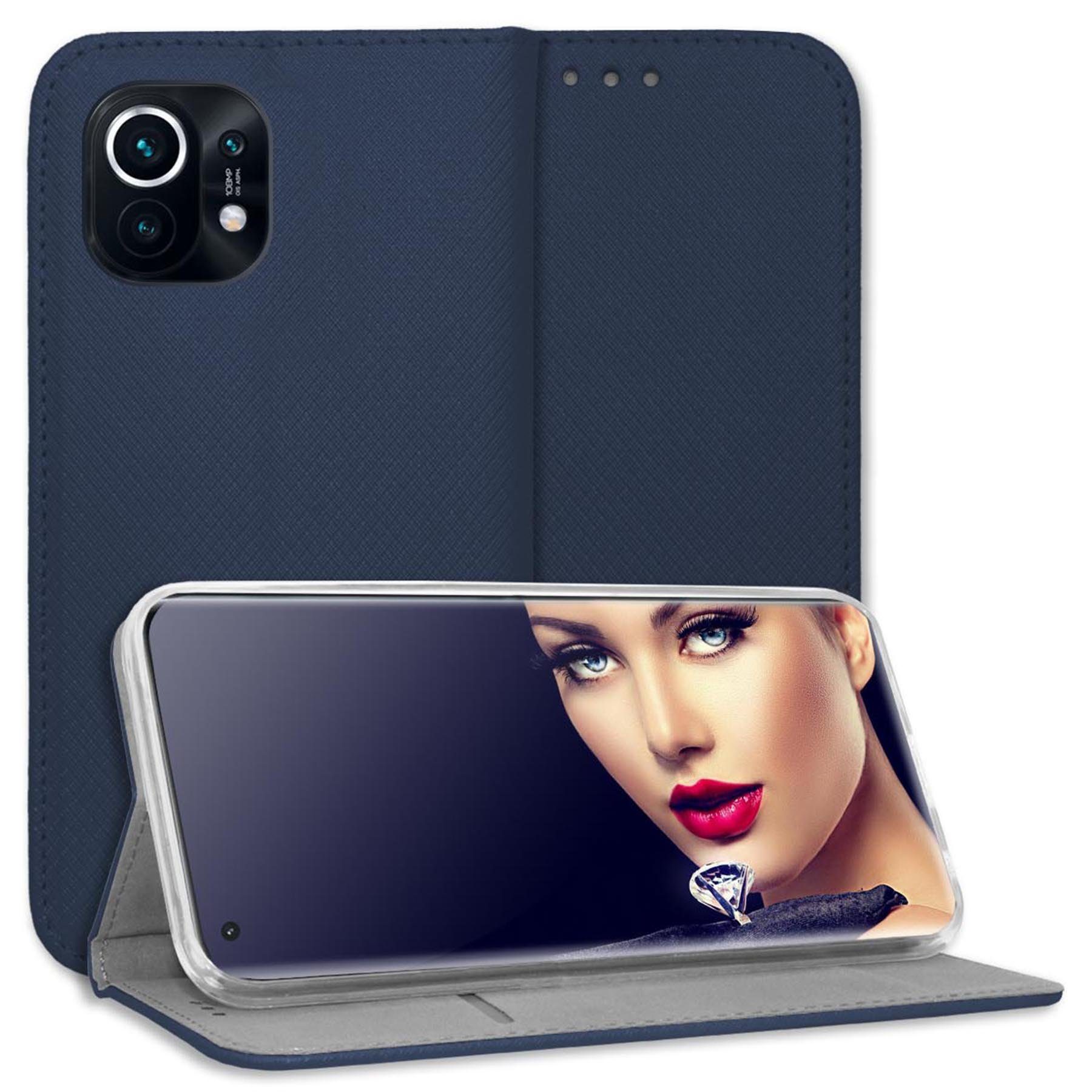 mtb more energy Smartphone-Hülle Smart Magnet für Xiaomi Mi 11, Blau, Bookstyle Klapphülle Cover Wallet Case aus Kunstleder