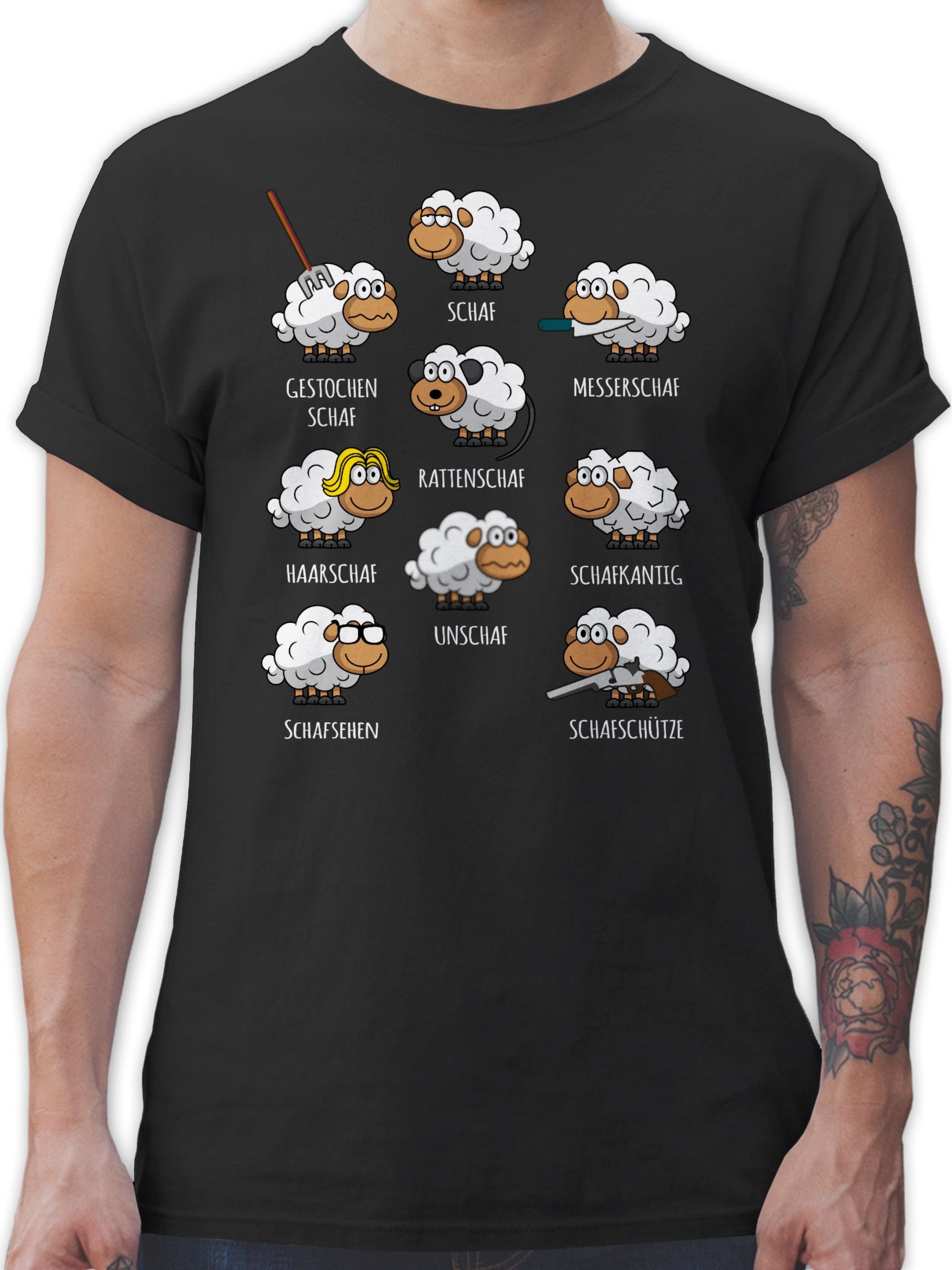 Shirtracer Witzig Schwarz T-Shirt Schäfer Schaf Schäfchen Schafe 01 Schafbauer Schaf Sheep Lustig