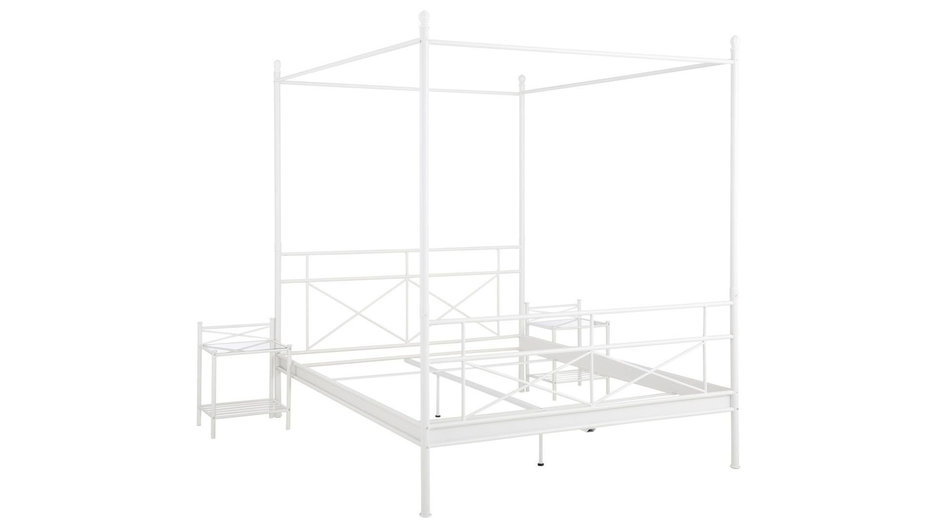 loft24 Himmelbett Tanja - Bett Bettgestell Bettrahmen, Metallbett im Landhausstil, Bett, Bettgestell, Metall, 160x200 cm