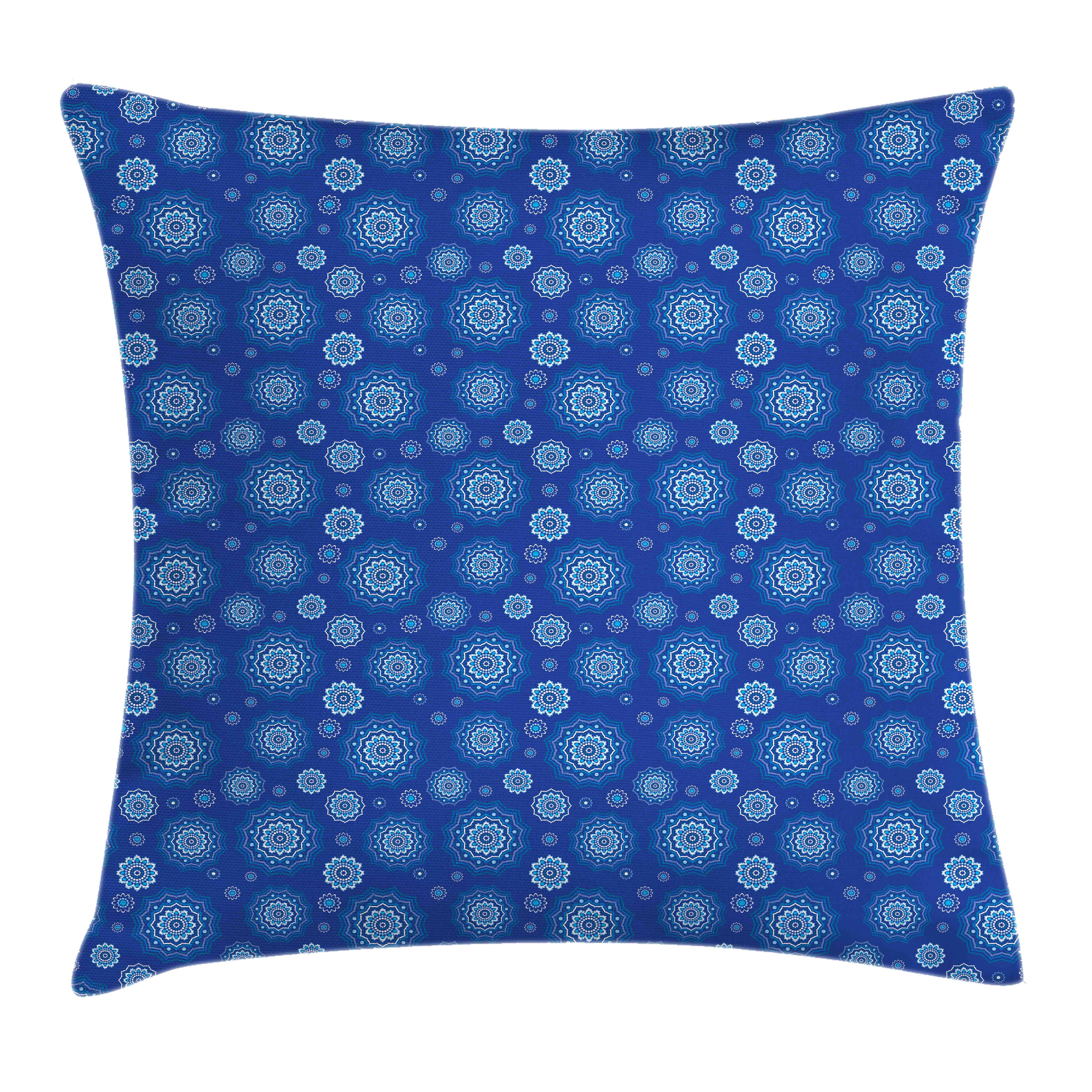 Kissenbezüge Waschbar mit Reißverschluss Kissenhülle mit Farbfesten Klaren Farben Beidseitiger Druck, Abakuhaus (1 Stück), Blauer Mandala Blumenaufbau Kunst