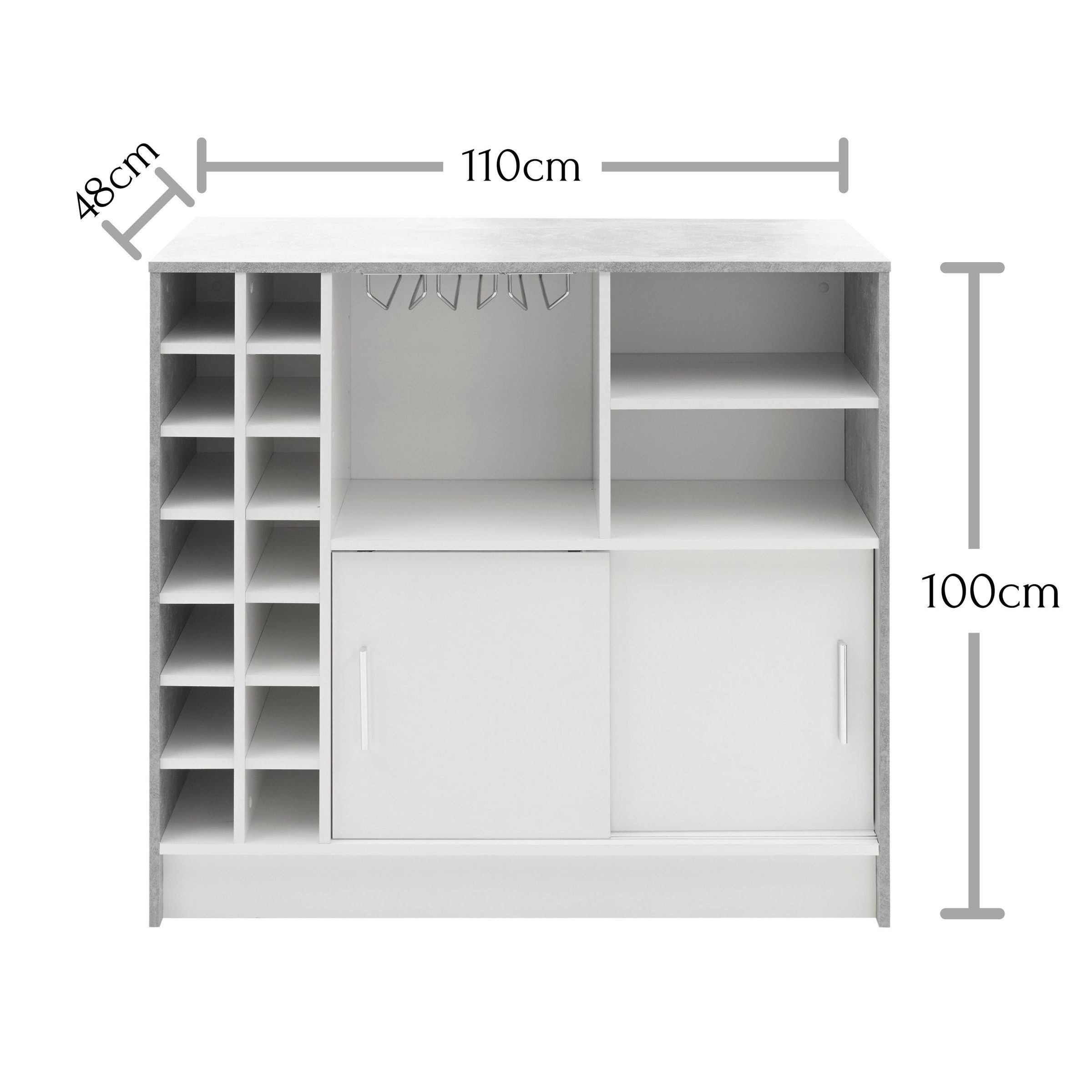 Stolkom Sp.z.o.o. Bartisch aus beton weiß Dekor in mit verchromter Stange (BxHxT: 110x100x48 cm)