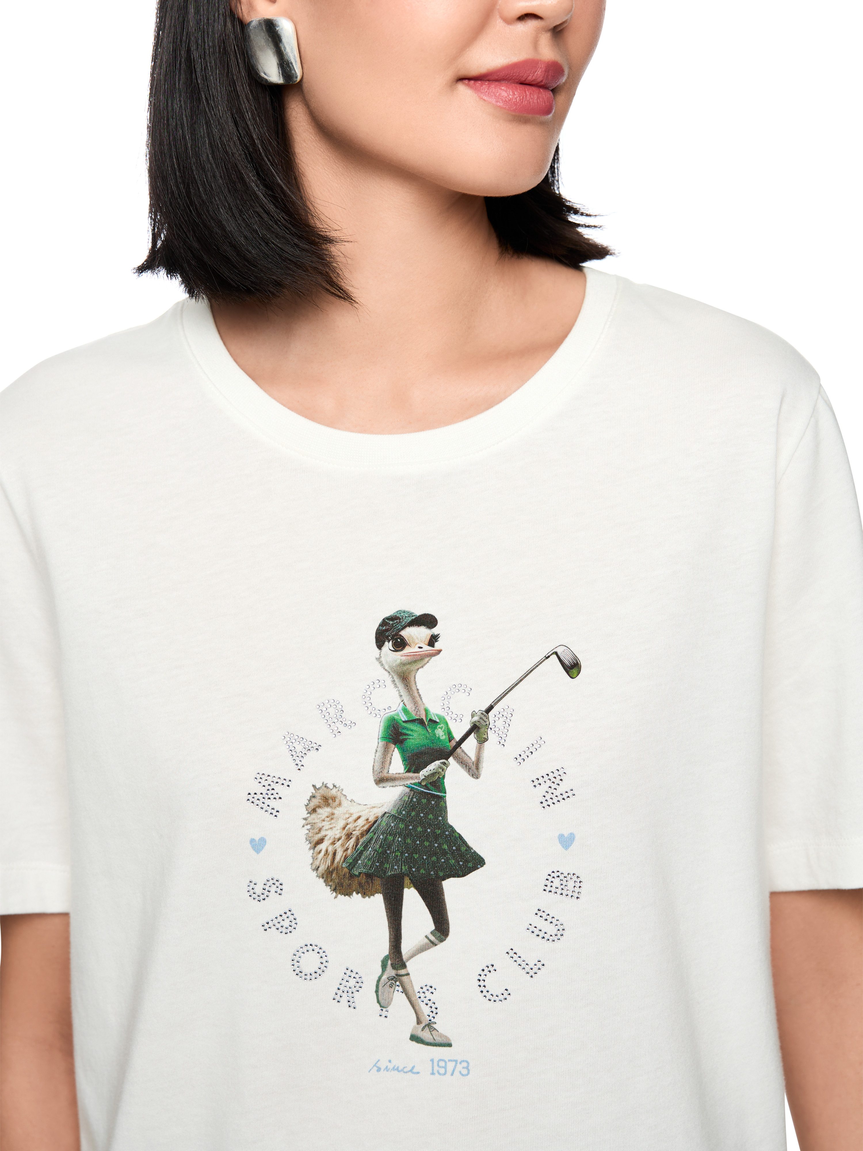 Marc Cain T-Shirt Golfing Premium Damenmode mit Vogelstrauß, Verzierung mit günstig online kaufen