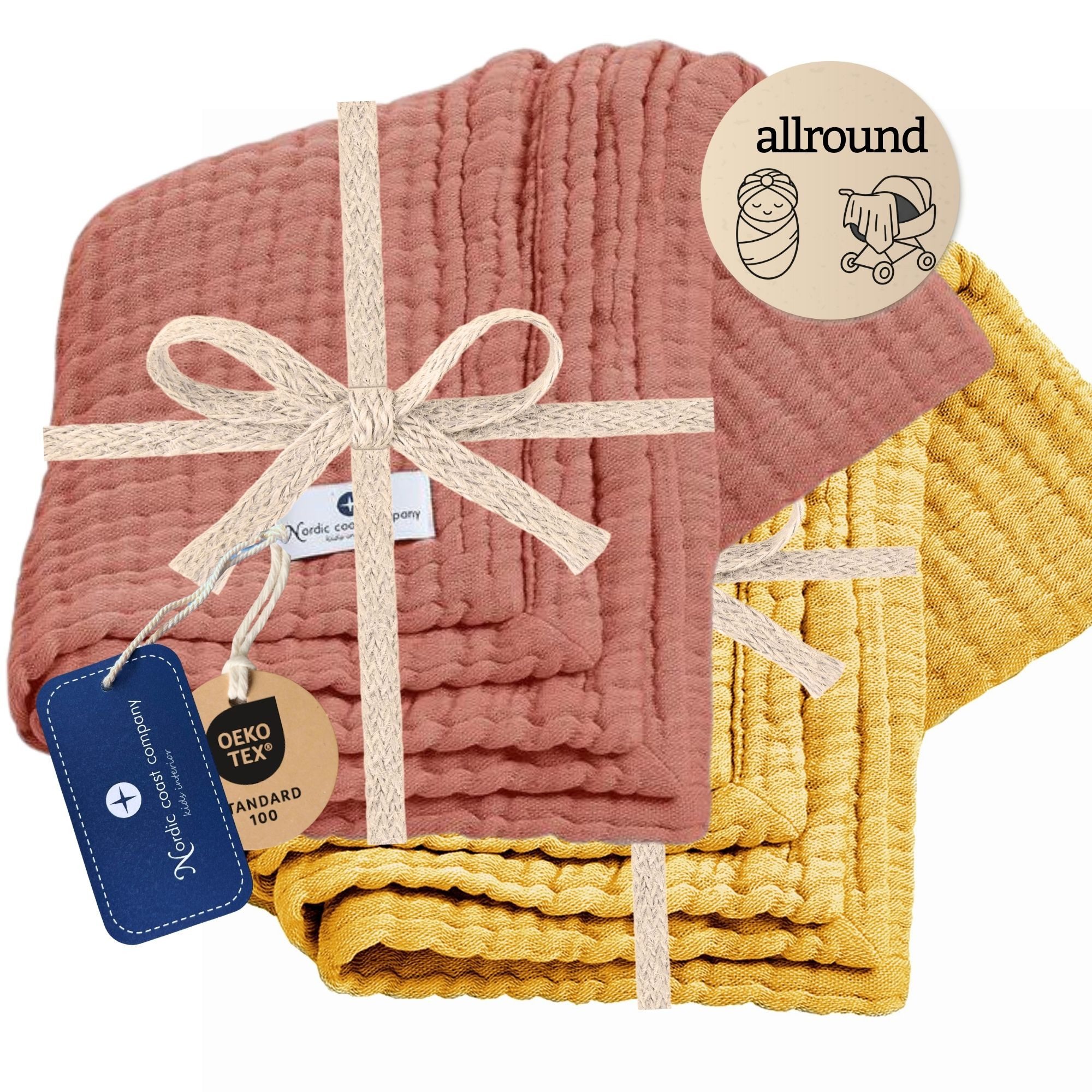 Nordic Coast Company Neugeborenen-Geschenkset Geschenk Set zur Geburt, Puckdecke, Musselindecke, Babydecke Spucktuch Baby-Set Erstausstattung Geburt Babyausstattung- bessere Windeltorte