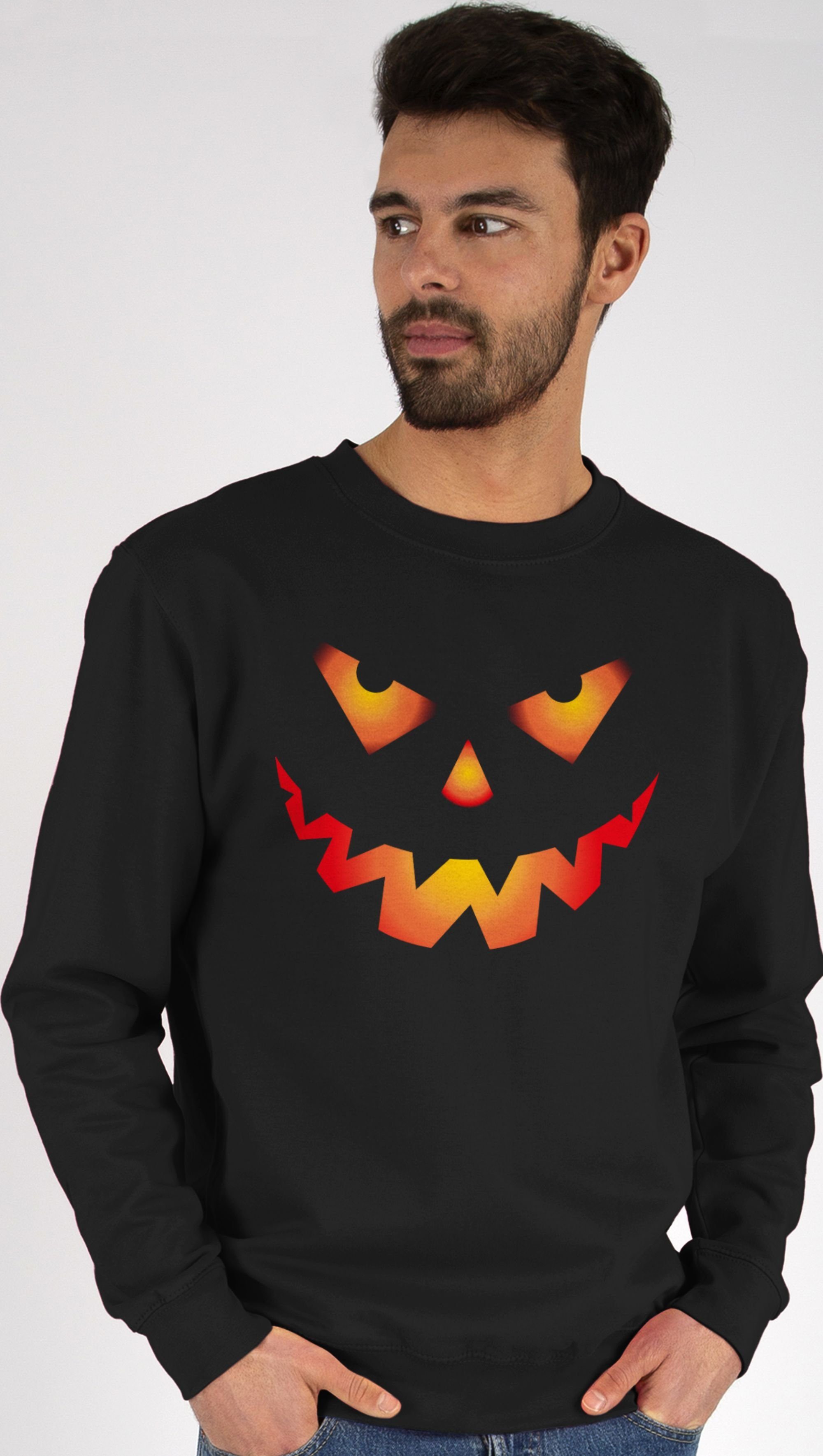 Shirtracer Sweatshirt Halloween Kürbis Gesicht Gruseliger Kürbisgesicht Gruselig Böse (1-tlg) Halloween Kostüme Damen 1 Schwarz