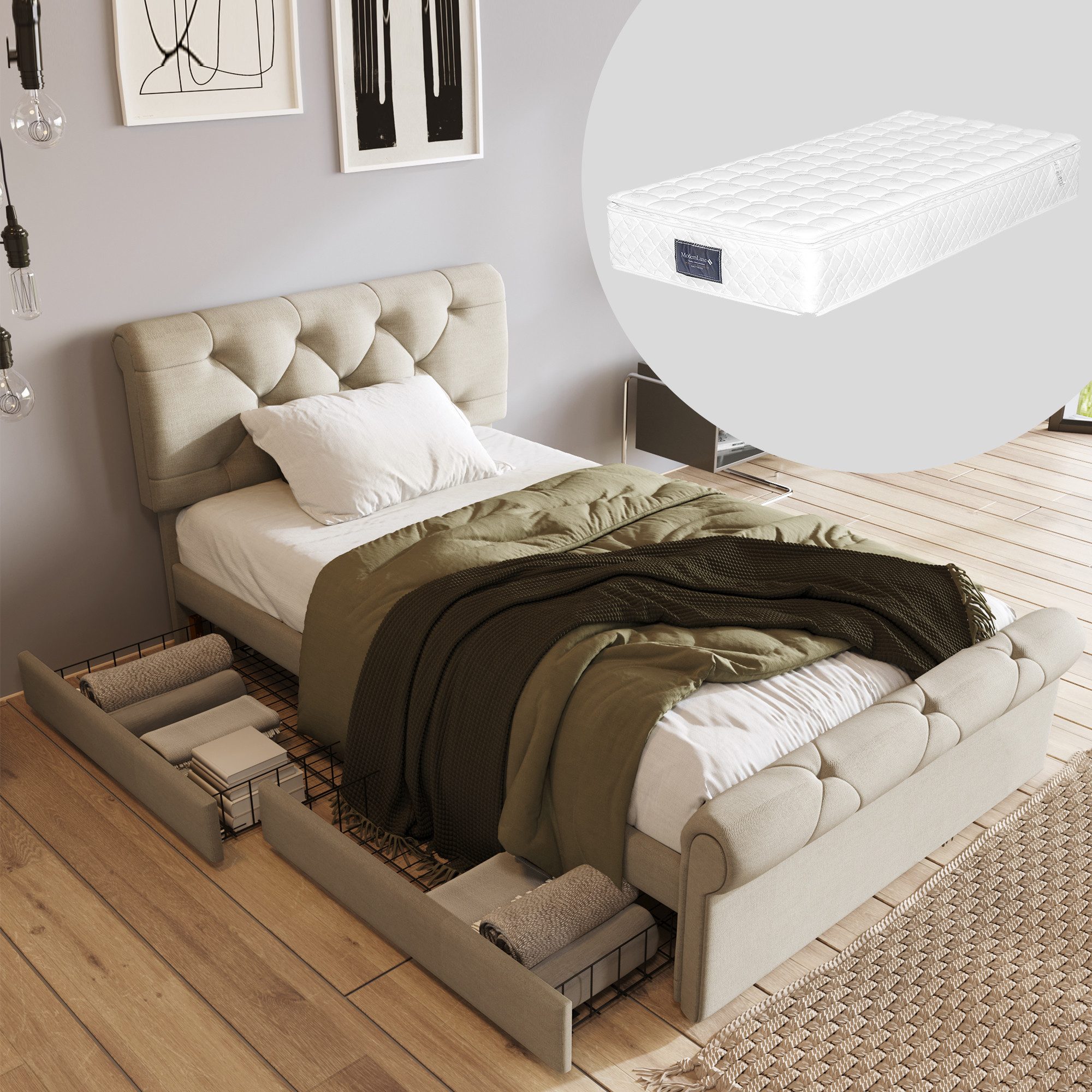 HAUSS SPOLE Polsterbett 90x200cm mit 2 günstig online kaufen