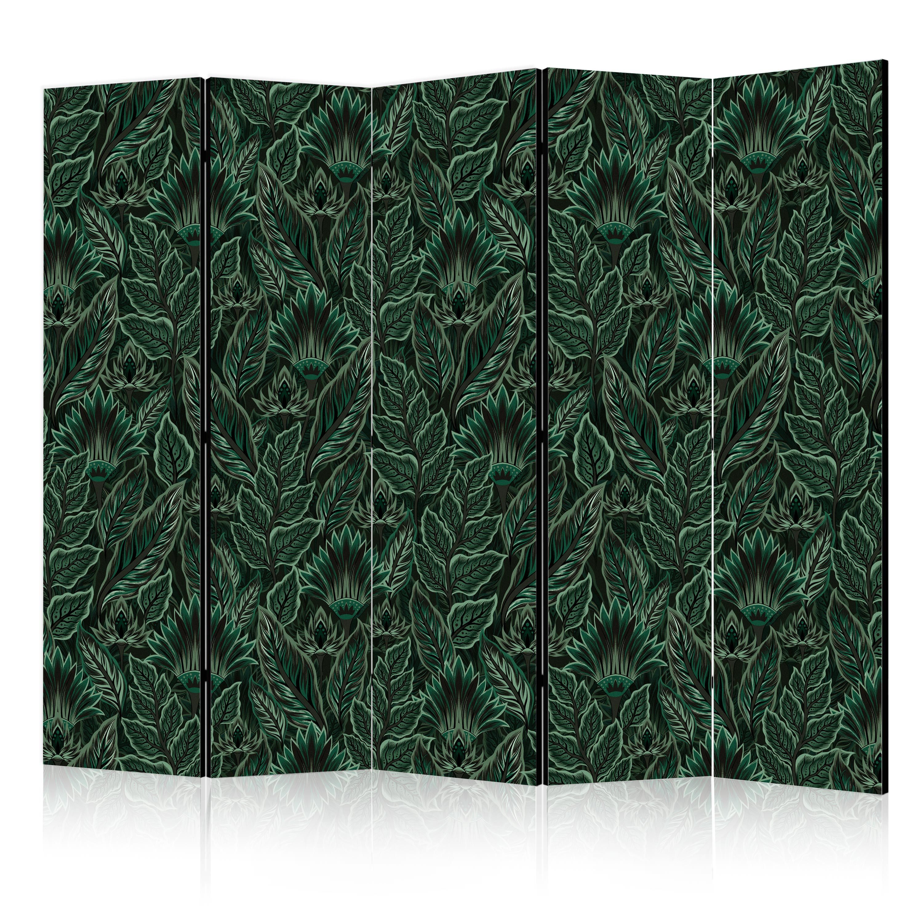 Muralo Paravent 5-teilig Raumteiler klappbar Grüne Blätter (Packung, 1 St., 225x172 cm), 3 Varianten, für das Schlafzimmer, das Wohnzimmer