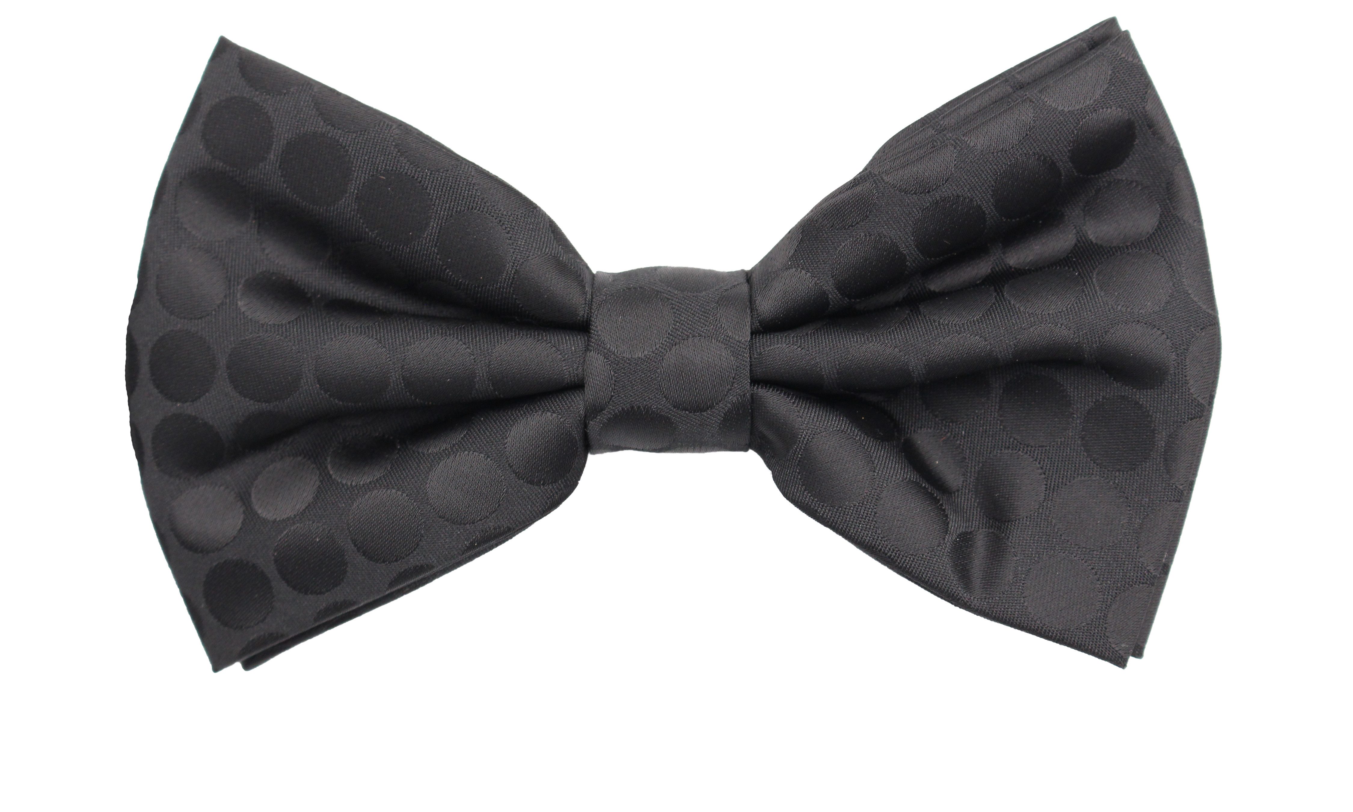 Fabio Farini Fliege Schwarze Herren Fliegen - Männer Querbinder Vorgebunden Bowtie (1-St., Gepunktet) Schwarz - Pitch Black