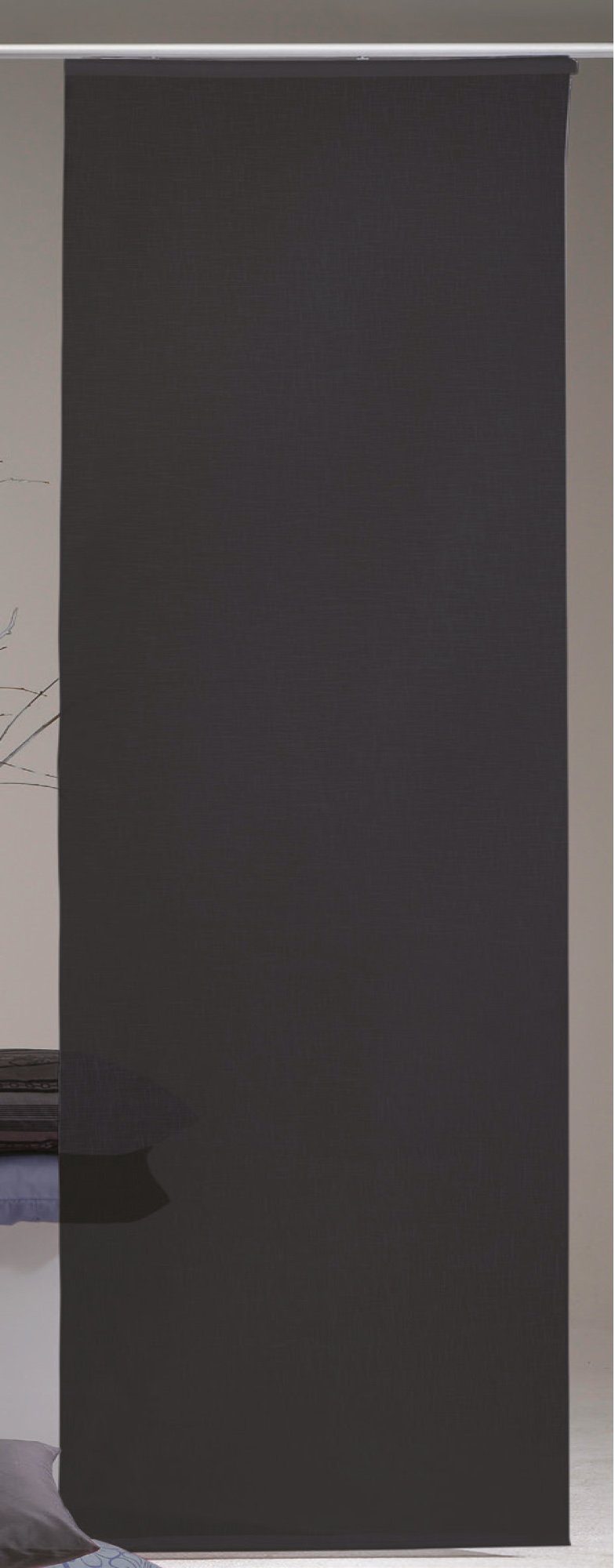 Schiebegardine Desiré, Arsvita, Klettband (1 St), transparent, Flächenvorhang 60 x 245 cm (B x H), inkl. Beschwerungsstange / Paneelwagen - Schiebevorhang Schwarz
