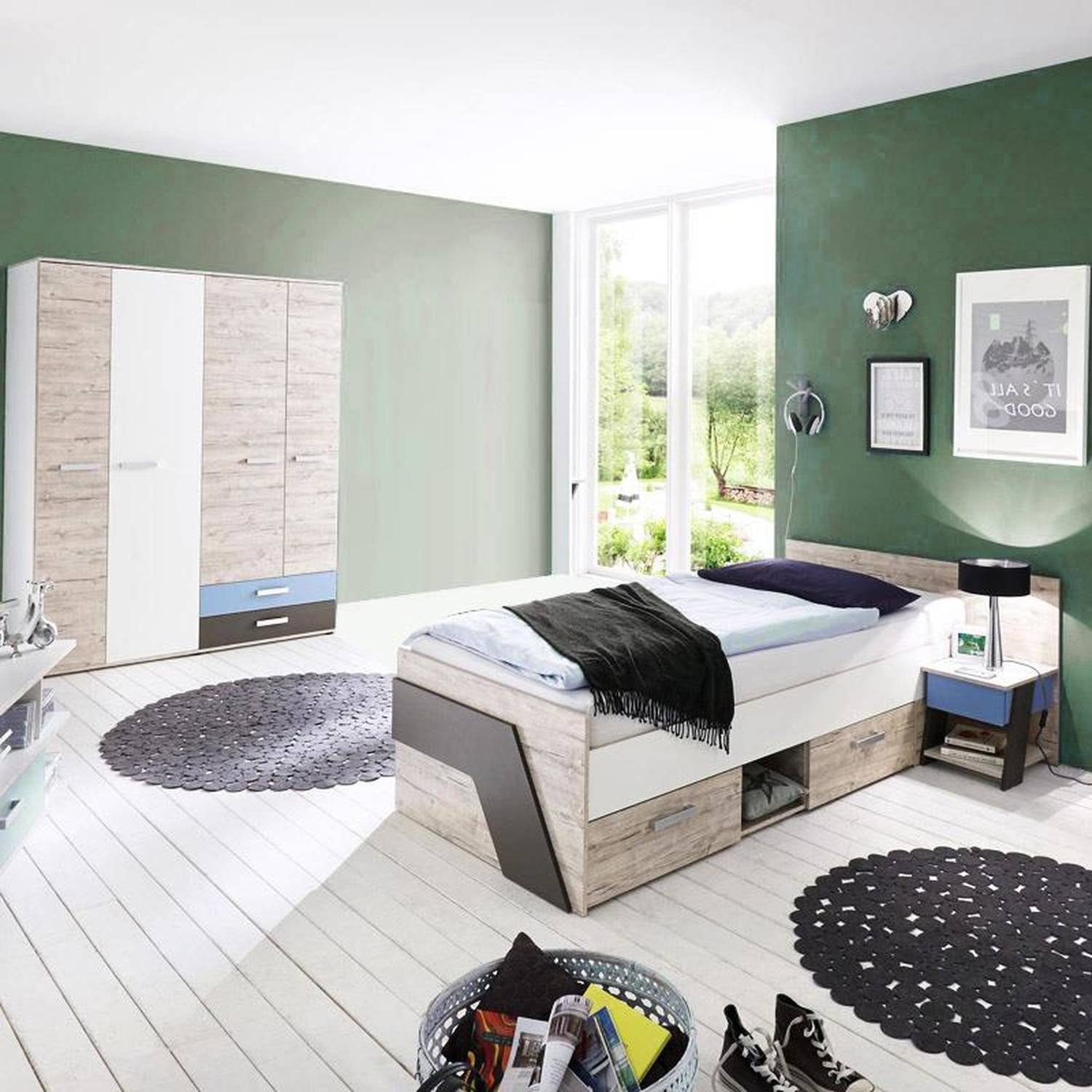 Lomadox Jugendzimmer Set Leeds 10 Sparset 3 Tlg Kinderzimmer Set Fur Jungen In Sandeiche Nb Mit Weiss Lava 3 Teilig Und Denim Blau Online Kaufen Otto