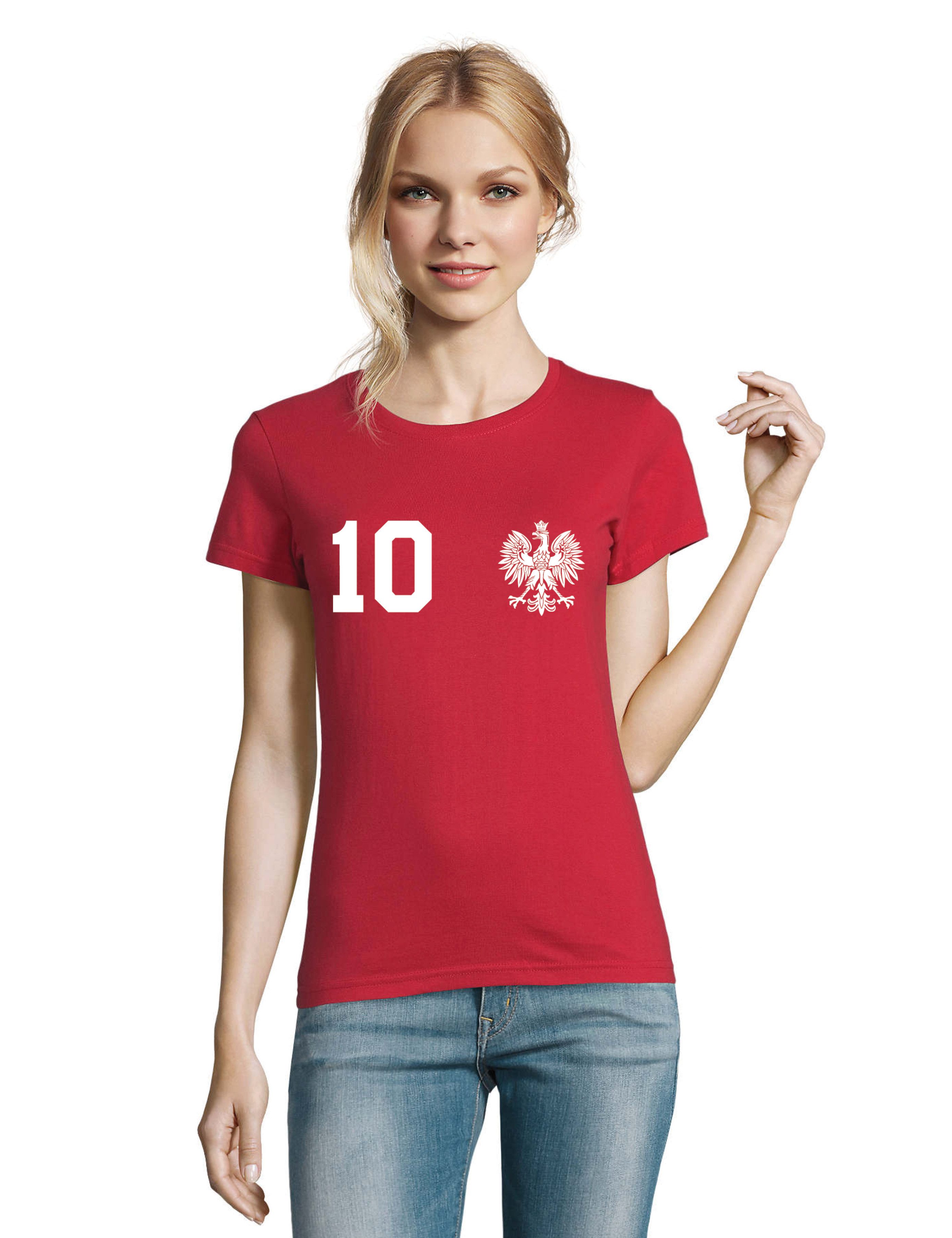 Youth Designz T-Shirt Polen Damen T-Shirt im Fußball Trikot Look mit trendigem Motiv
