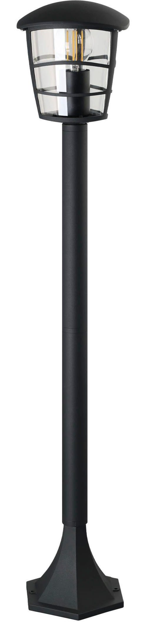 EGLO Stehlampe Aloria Außen-Stehlampe, Außenleuchte, Aluguss und Glas, E27, IP44, ohne Leuchtmittel, Stehleuchte - L17 x B17 x H94 cm - schwarz - 1X60W exkl.