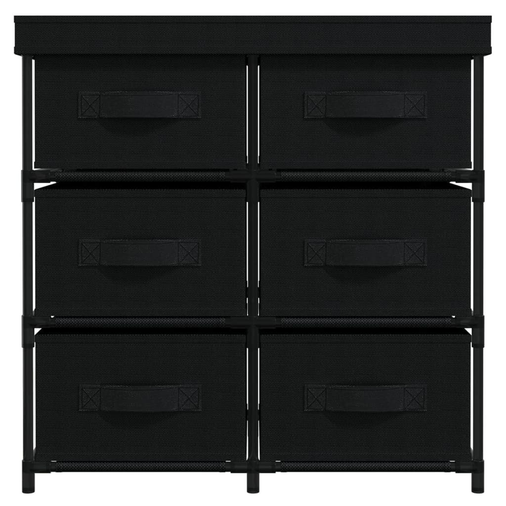 furnicato Container Lagerschrank mit 6 Stoffschubladen 55x29x55 cm Schwarz (1-St) Stabiles Regal mit viel Stauraum für Ordnung in jedem Wohnraum